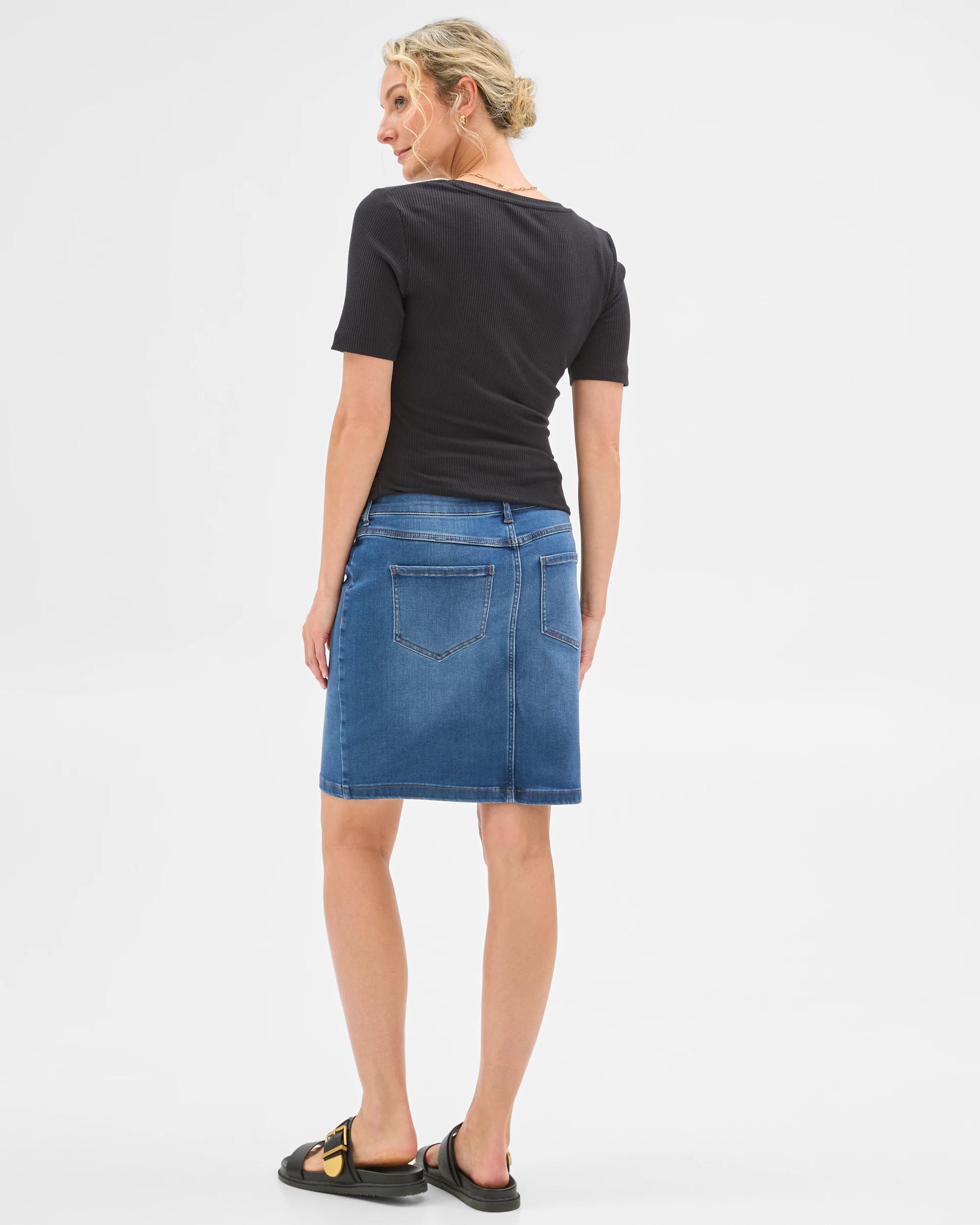 4 Target Maternity Denim Mini Skirt — Under-belly Fit, Mediterranean Blue (size 18) MEDITERRANEAN BLUE, 4 of 6