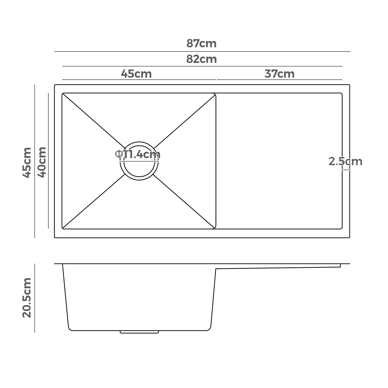 8 Alfordson Kitchen Sink Stainless Steel 87X45CM - Silver, 8 of 8