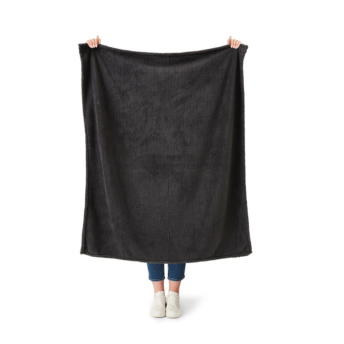 2 Teddy Fleece Throw - Charcoal, 2 of 6