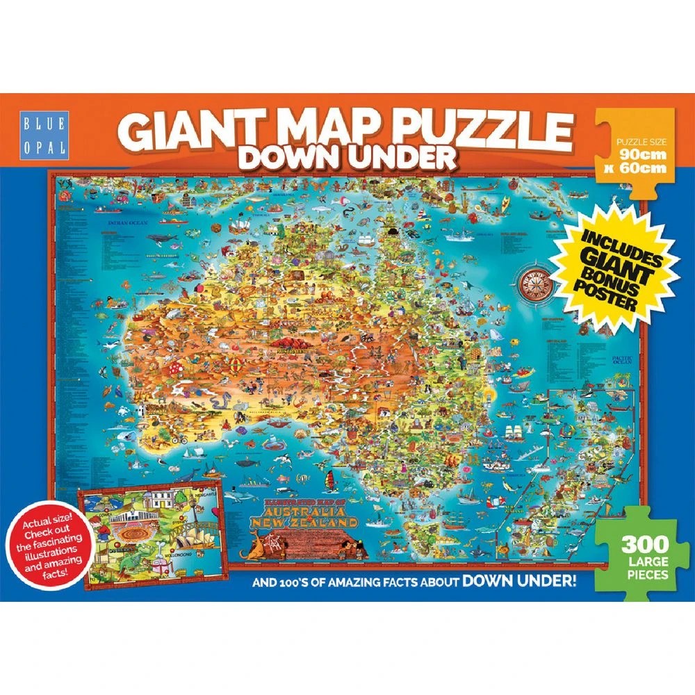 1 Blue Opal Giant Down Under Map Puzzle, 1 of 2