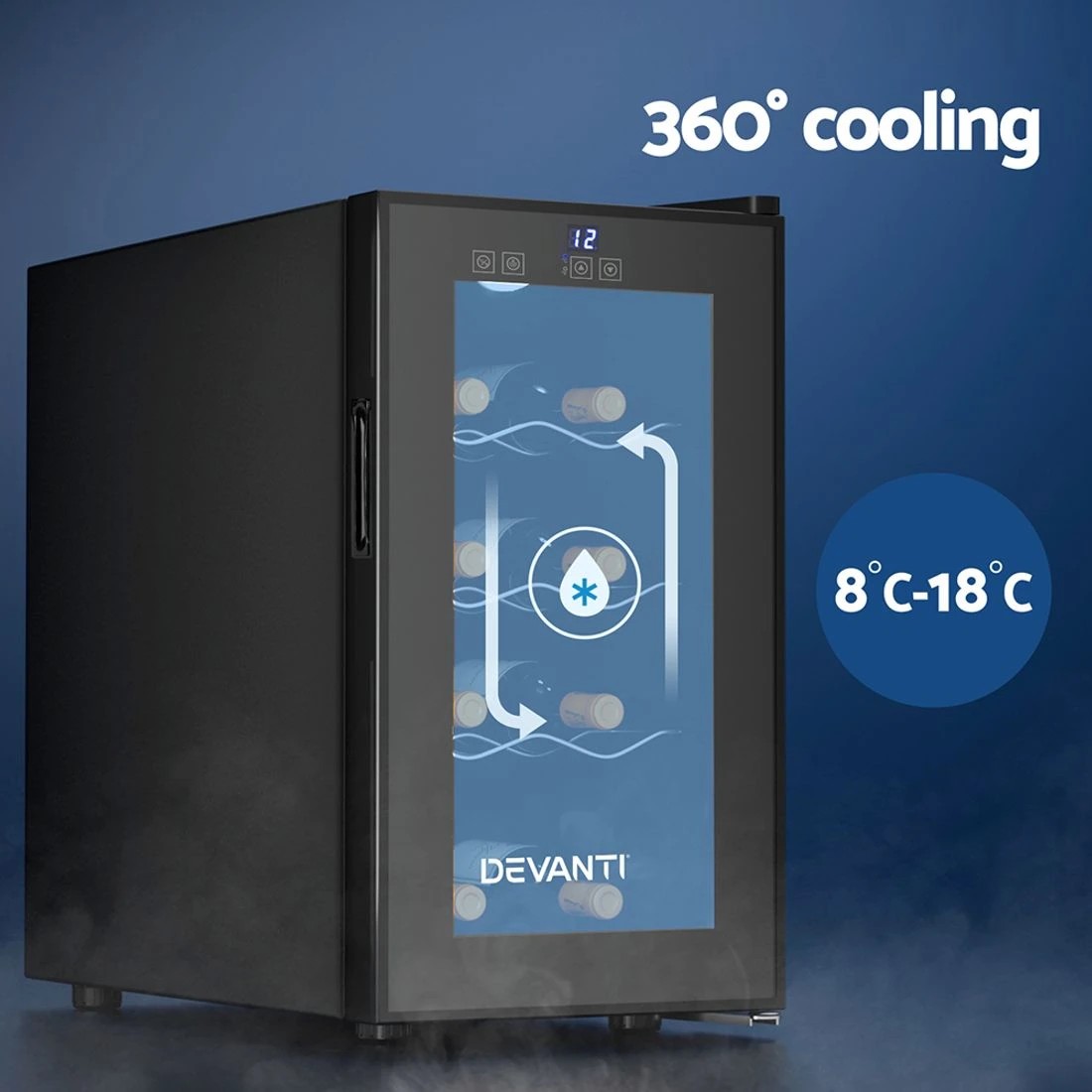 5 Devanti Wine Fridge Cooler 8 Bottles - Black, 5 of 7