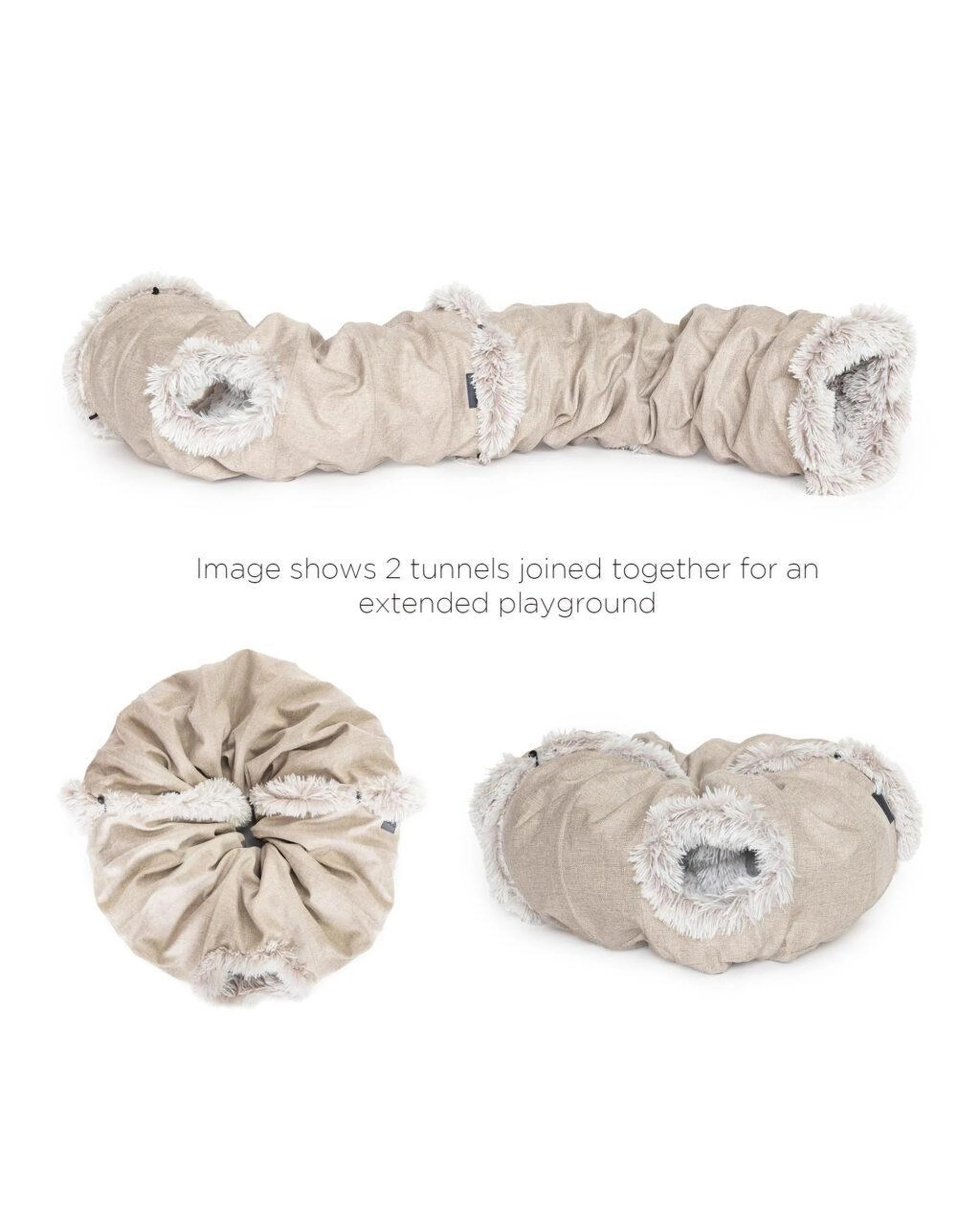 6 Superior Pet Collapsible Cat Tunnel with Crinkly Inner Lining Aspen Faux Fur - White, 6 of 6