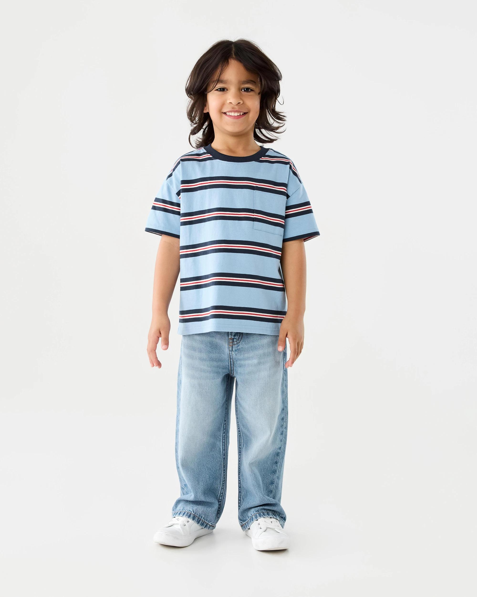 6 Oversized Stripe T-shirt Blu Stripe, 6 of 7