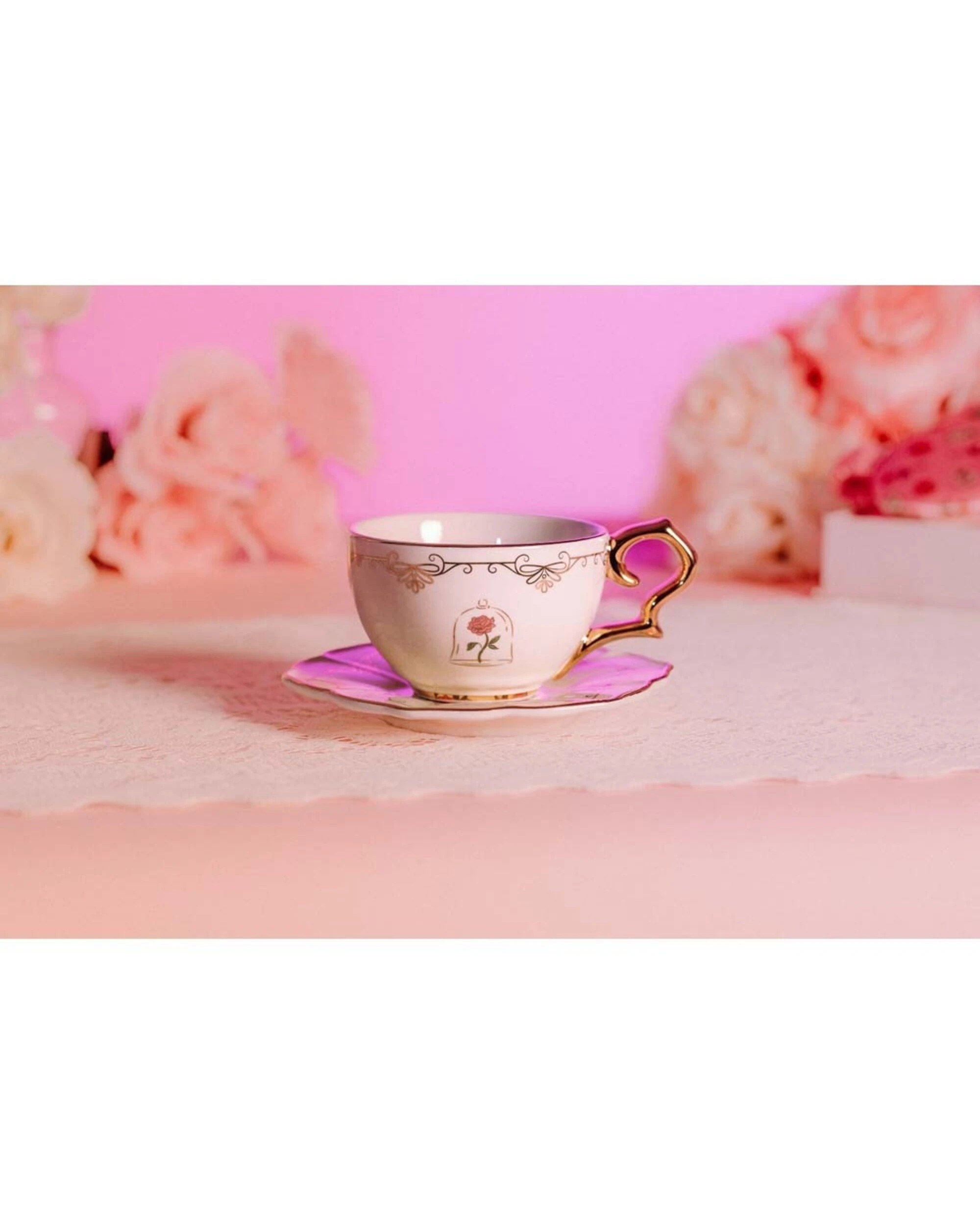 4 Disney - Beauty & The Beast - Ballroom Rose Teacup & Saucer, 4 of 4