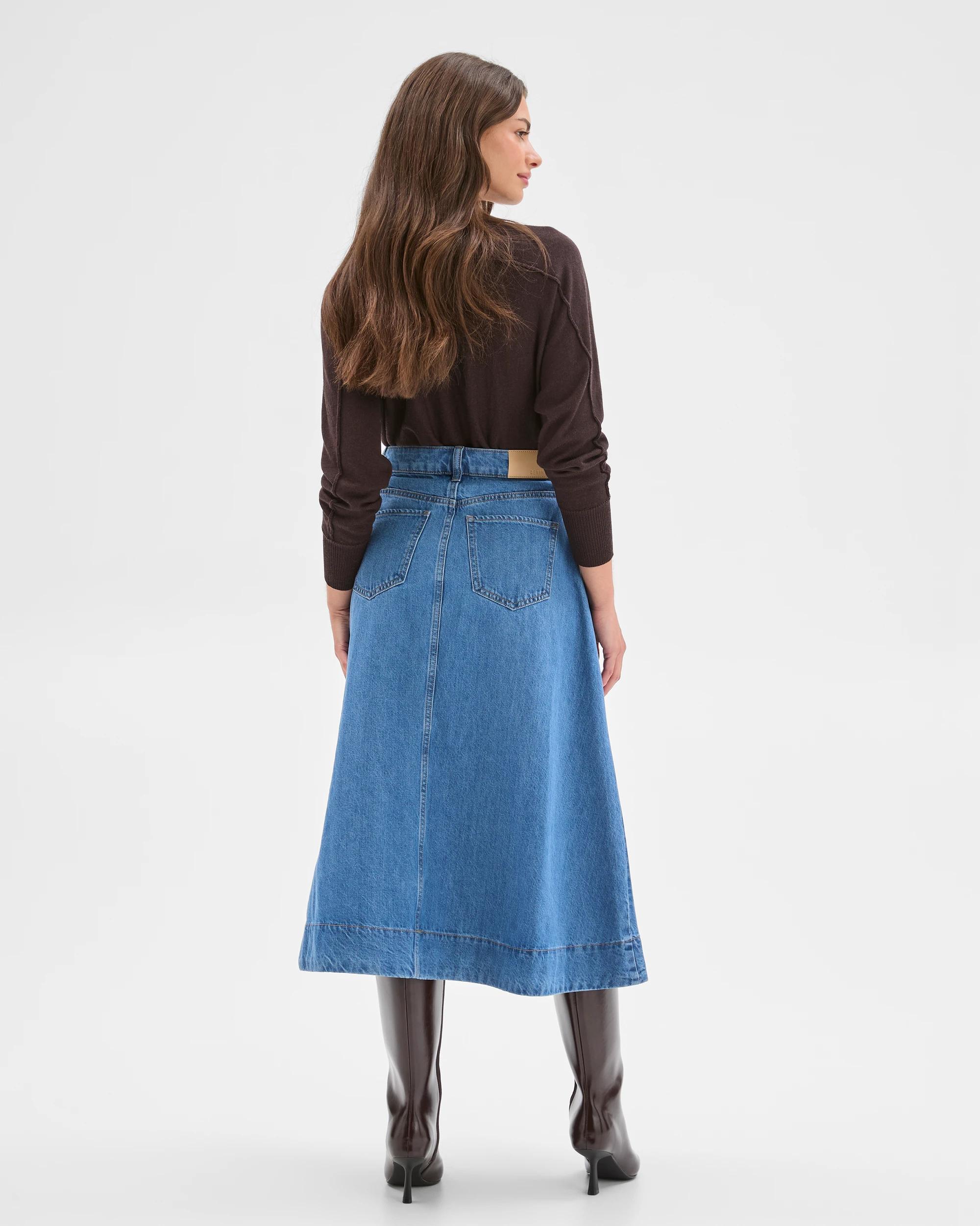 8 Target Petites Petites A-Line Midi Denim Skirt MID WASH, 8 of 8