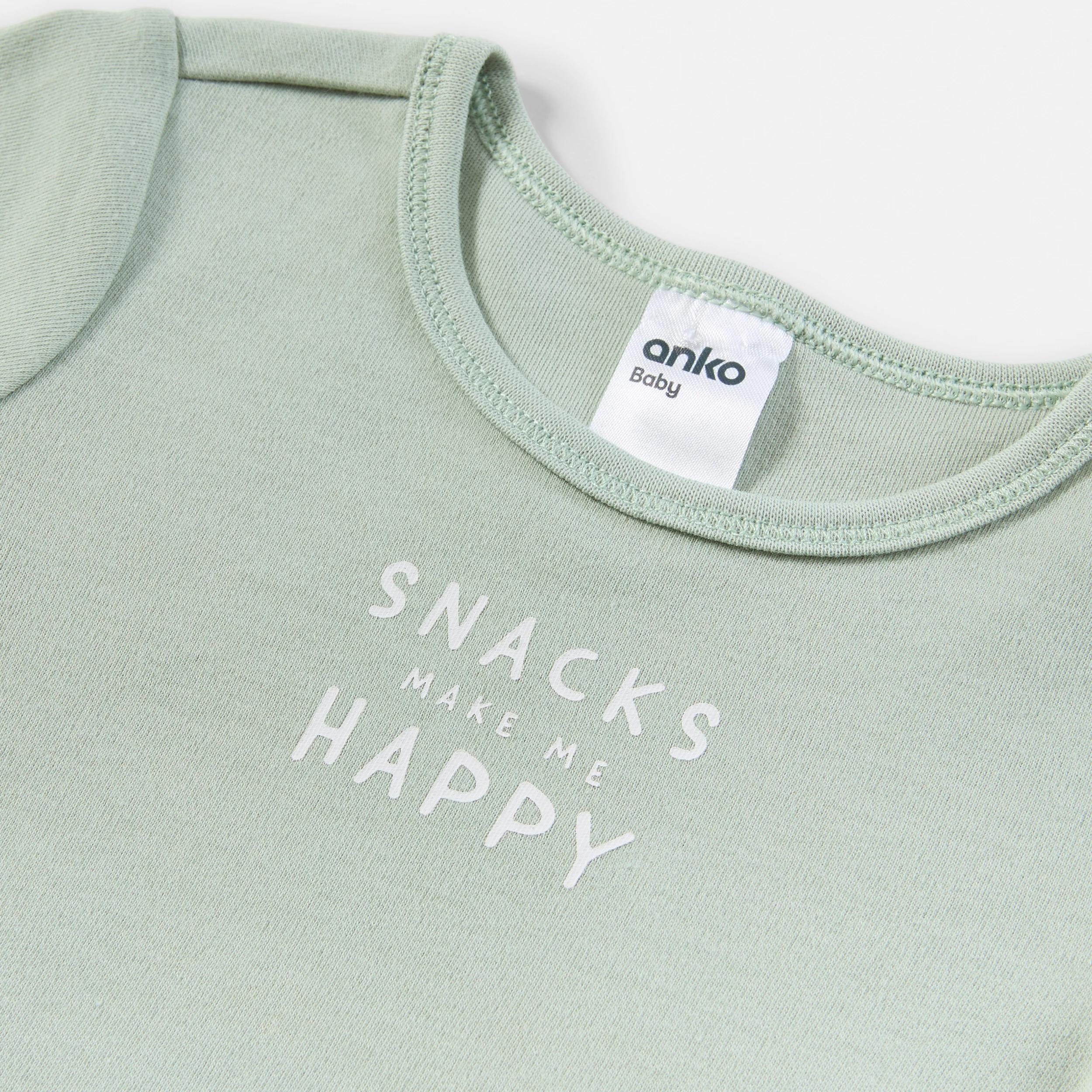 3 Short Sleeve Placement Print Bodysuit GREEN SNACKS, 3 of 3