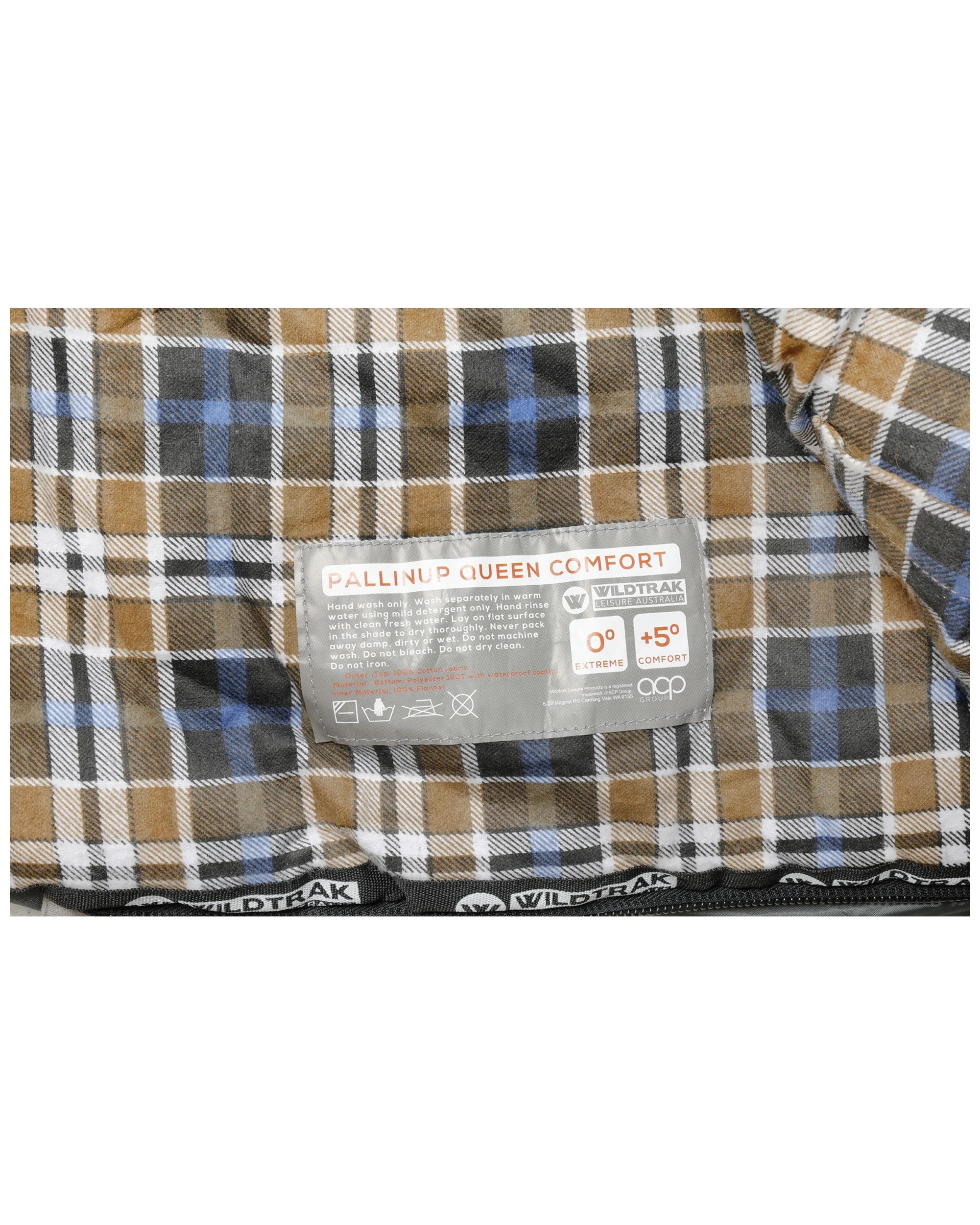 3 Wildtrak Pallinup Queen Comfort Sleeping Bag Waterproof Bottom - Grey, 3 of 3