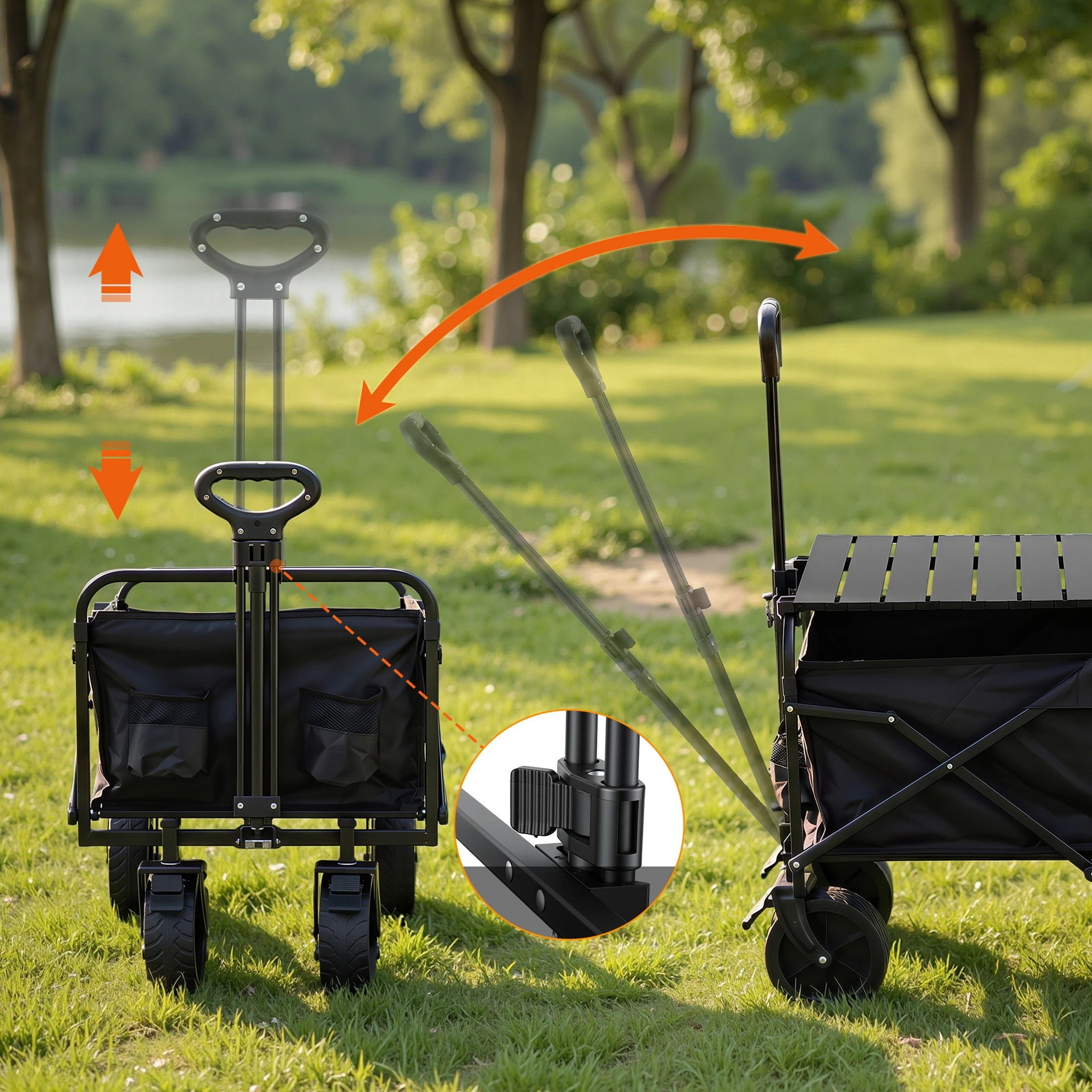 5 Gardeon Folding Camping Wagon Heavy Duty Utility Cart with Tailgate Table 150L - Black, 5 of 9