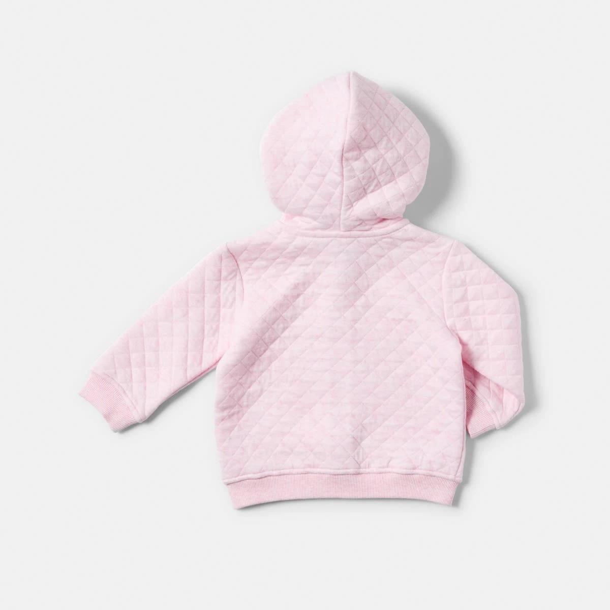 2 Quilted Zip Hoodie Pink Marle, 2 of 3