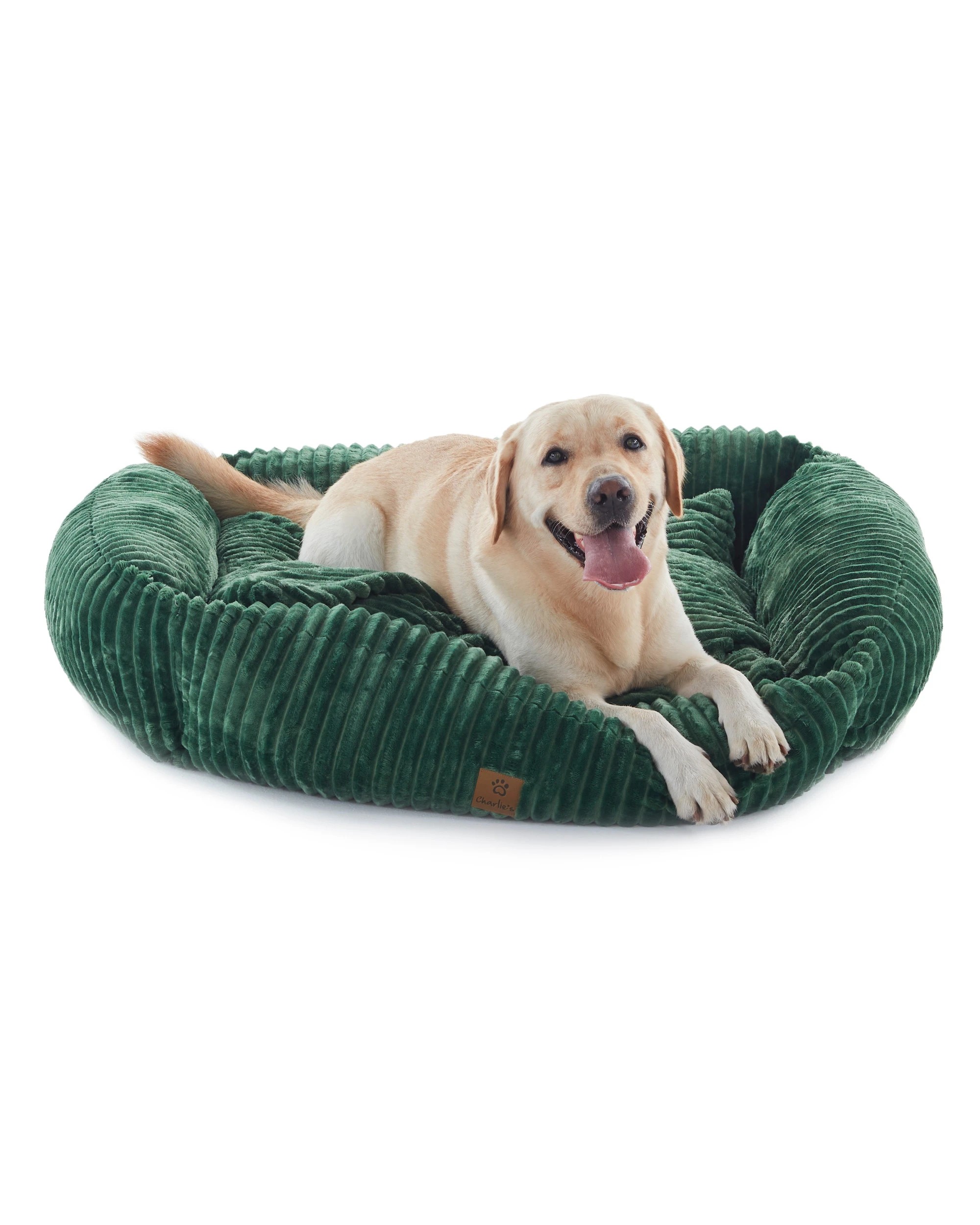 3 Charlie's Ascher Plush Corduroy Square Dog Bed Large - Eden Green, 3 of 10