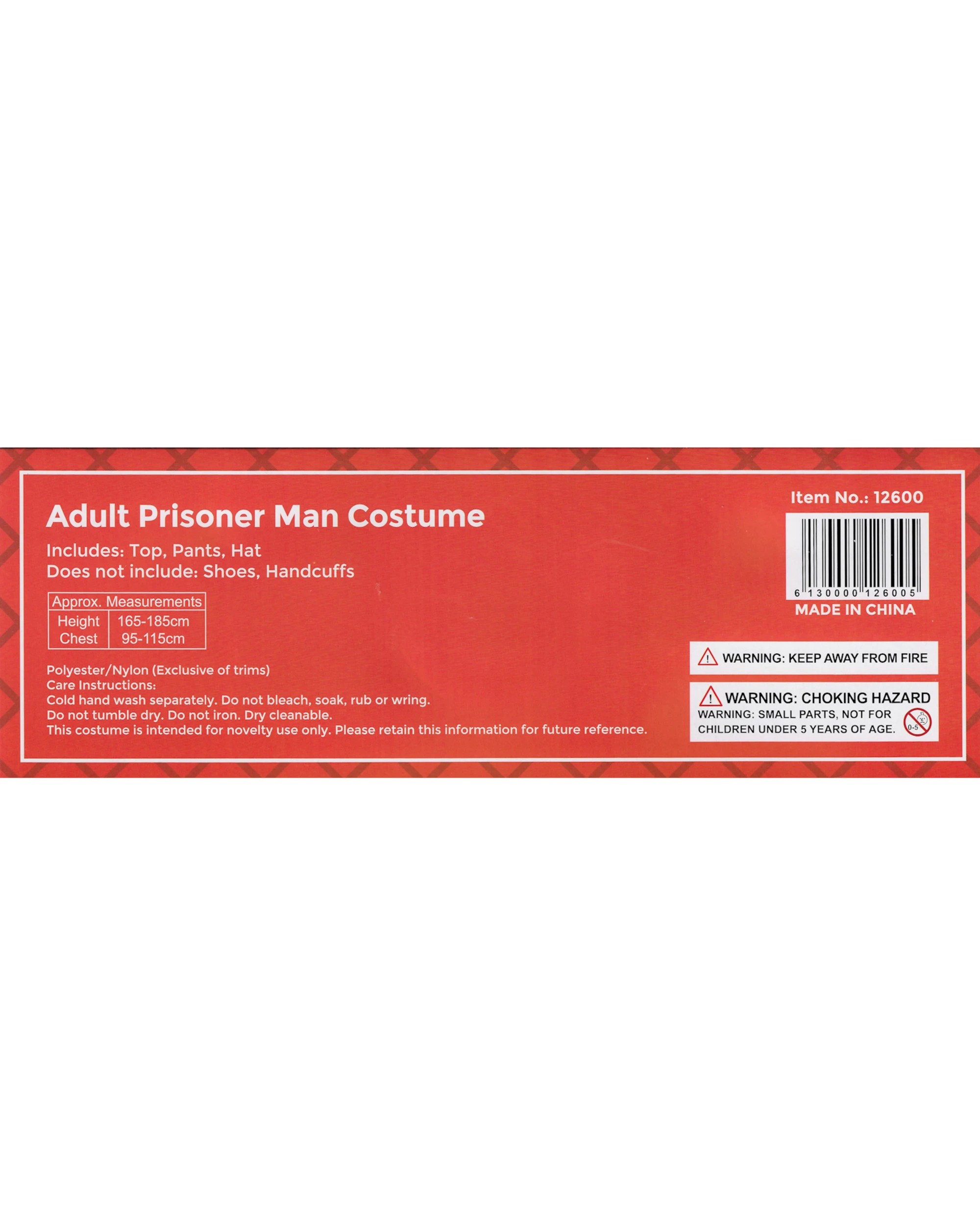 3 Partyrama Black and White Stripe Adult Prisoner Costume - One Size - White, Black, 3 of 3