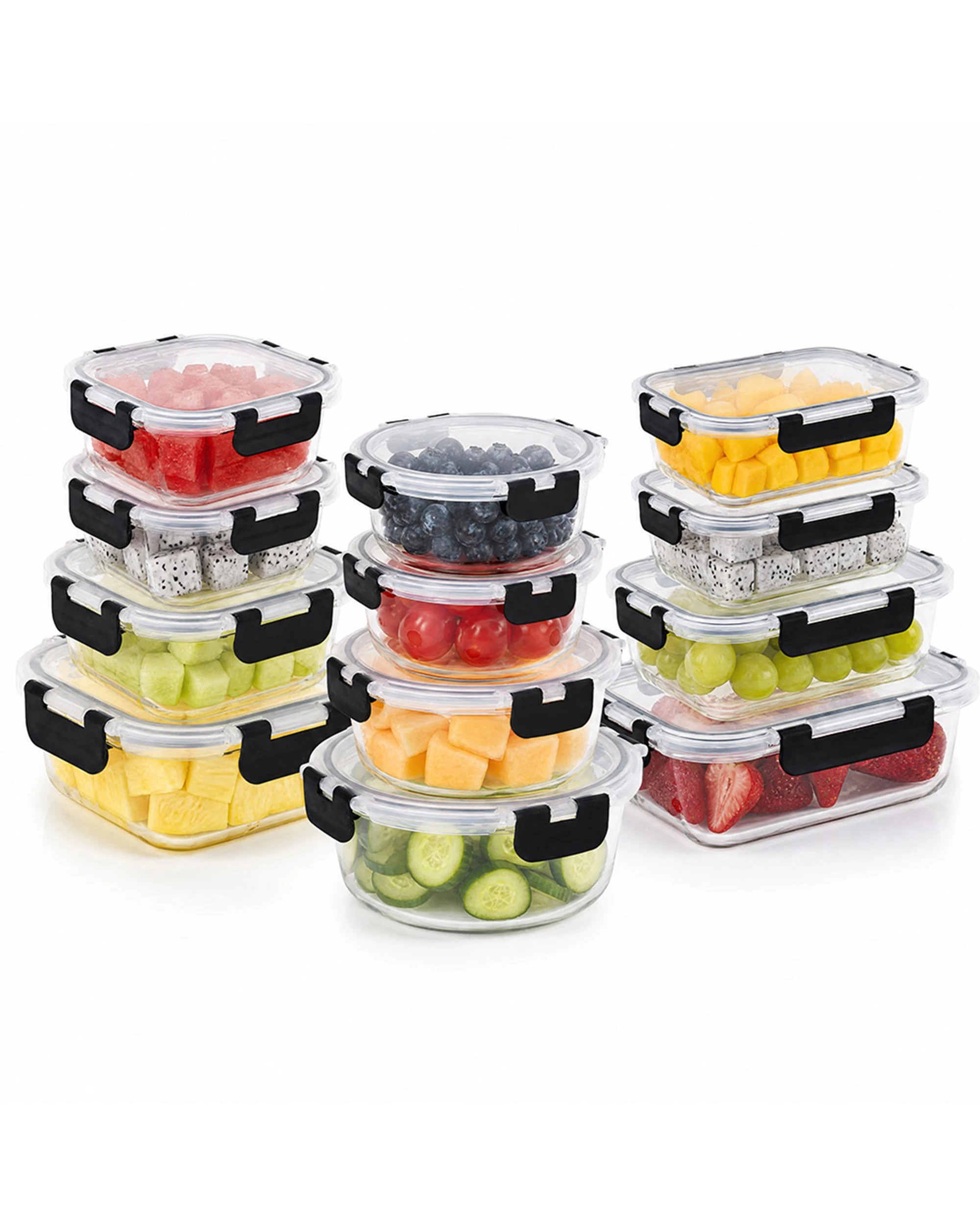 2 ZUNI Glass Food Container with Lid 12 Packs Airtight Meal Pre Storage, 2 of 8