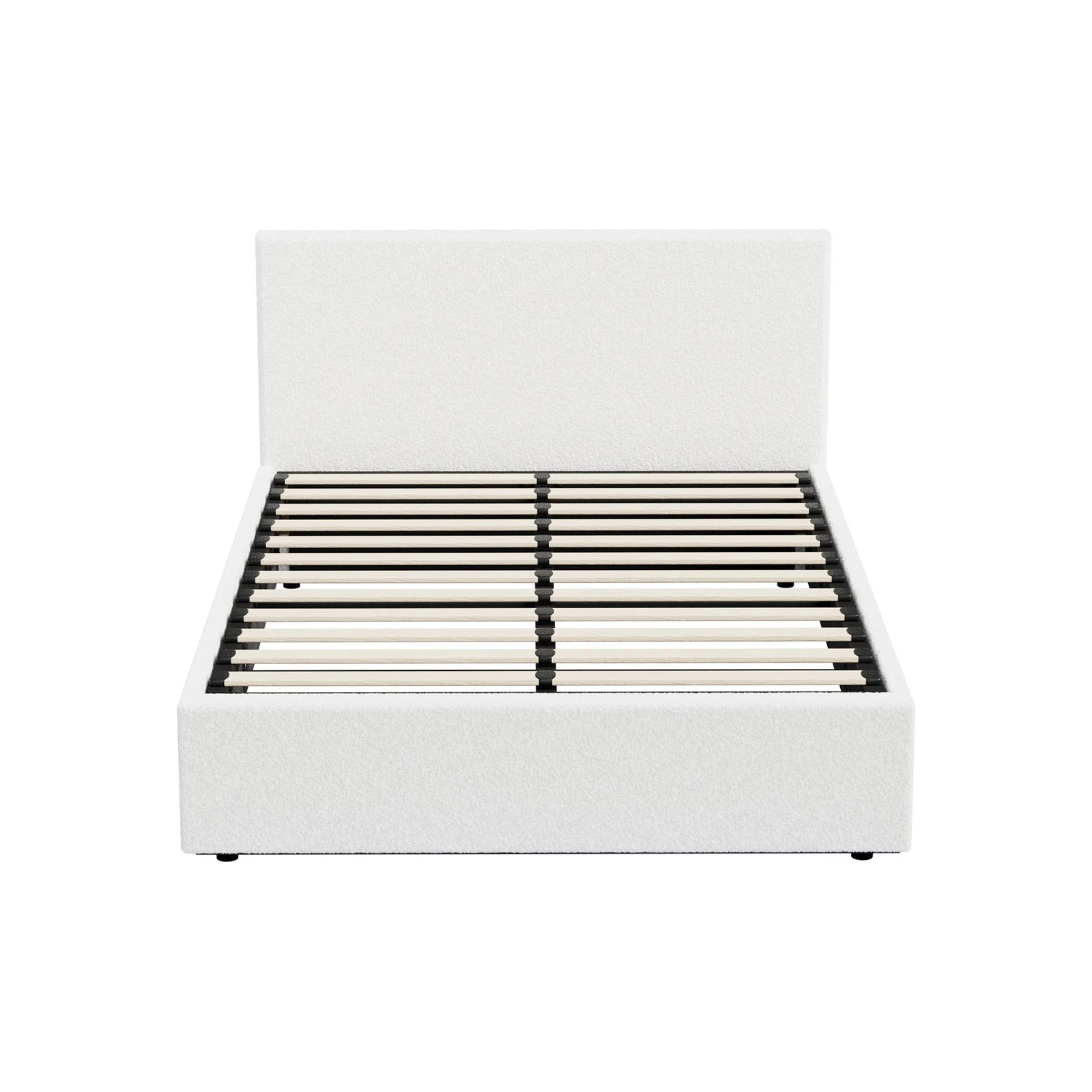 6 Oikiture Bed Frame King Single Size Gas Lift Storage Base LED Beds Boucle - White, 6 of 7