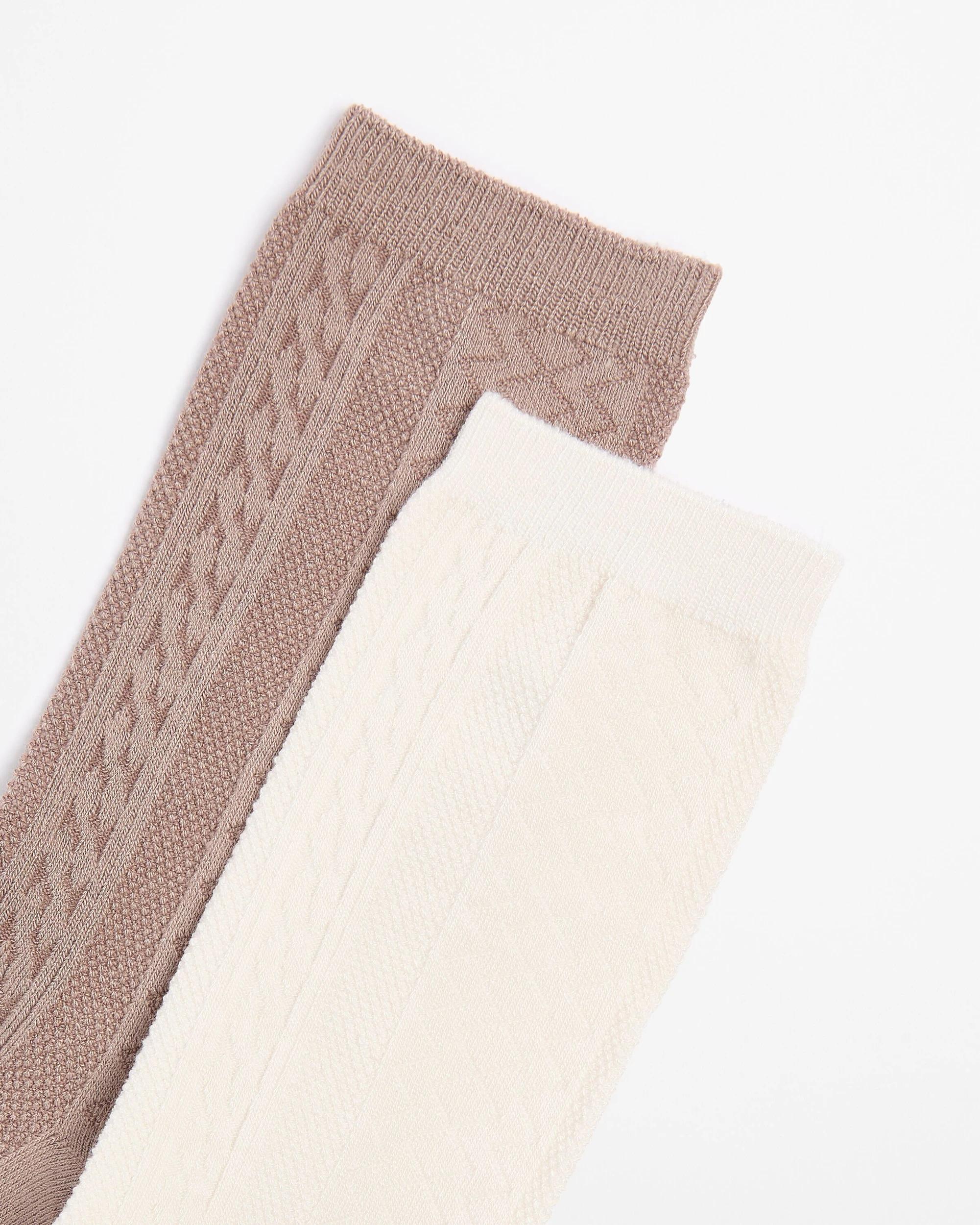 2 Target Woman Bamboo 2 Pack Cable Boot Socks NEUTRAL, 2 of 3
