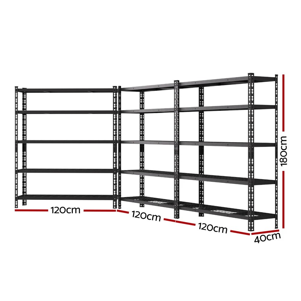 2 3 x 1.8M Giantz Garage Shelving Warehouse Rack - Black, 2 of 6