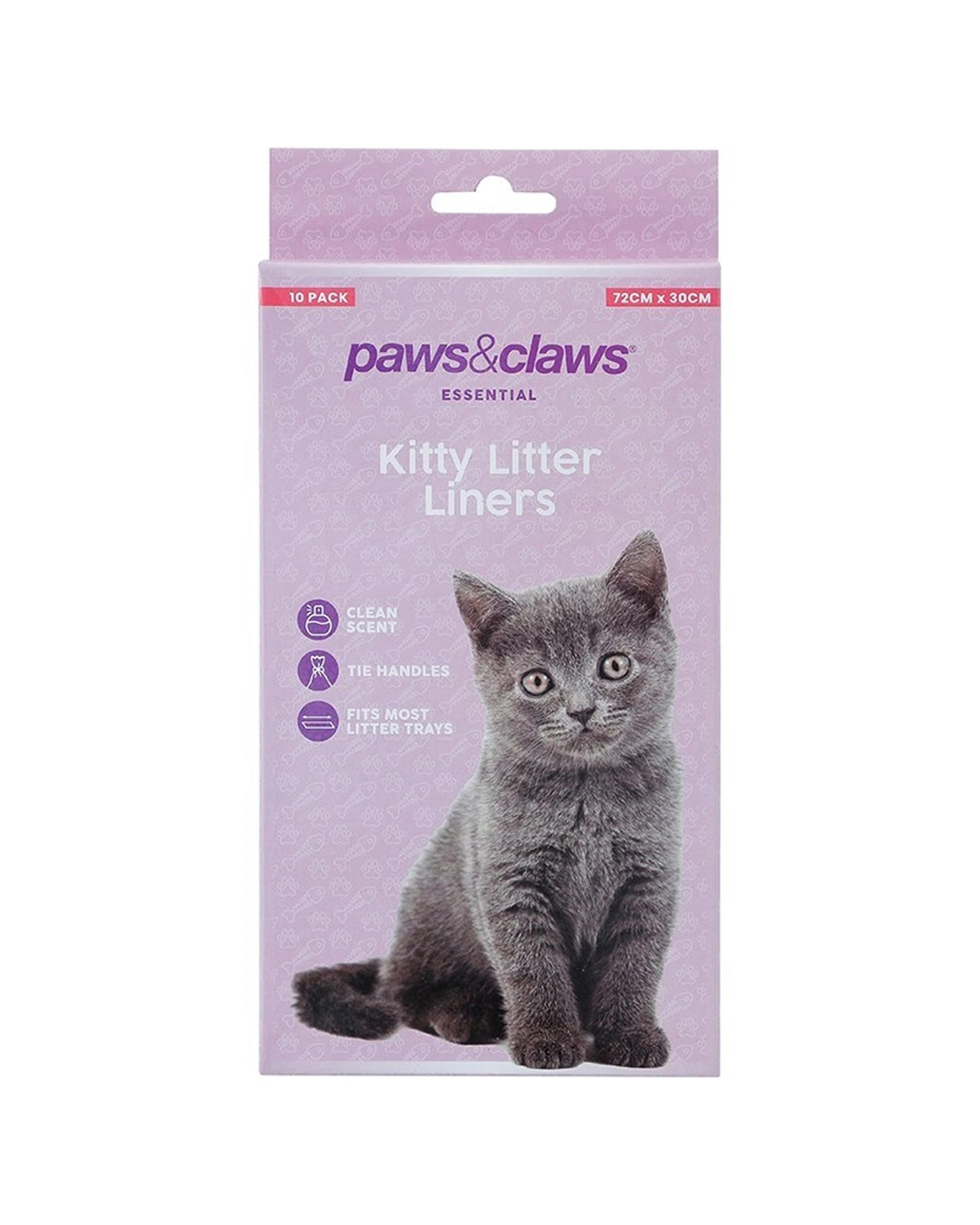 1 Paws And Claws 10 Pack 72cm Scented Kitty Poo Cleaning Liners For Cat Litter Trays
 - Multi, 1 of 2