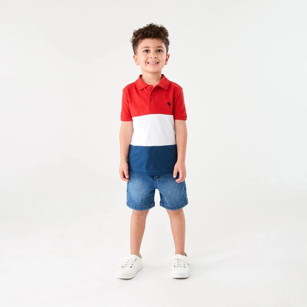 6 Colour Block Polo Shirt RUBICONDO RED, 6 of 7