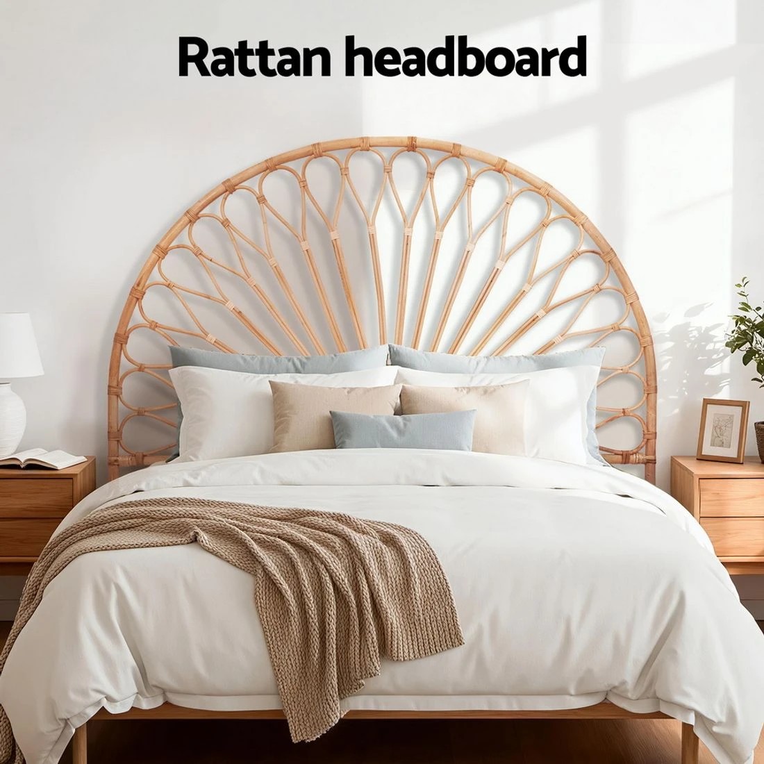 5 Artiss Bed Headboard Queen Bedhead Rattan - MARI - Natural, 5 of 7