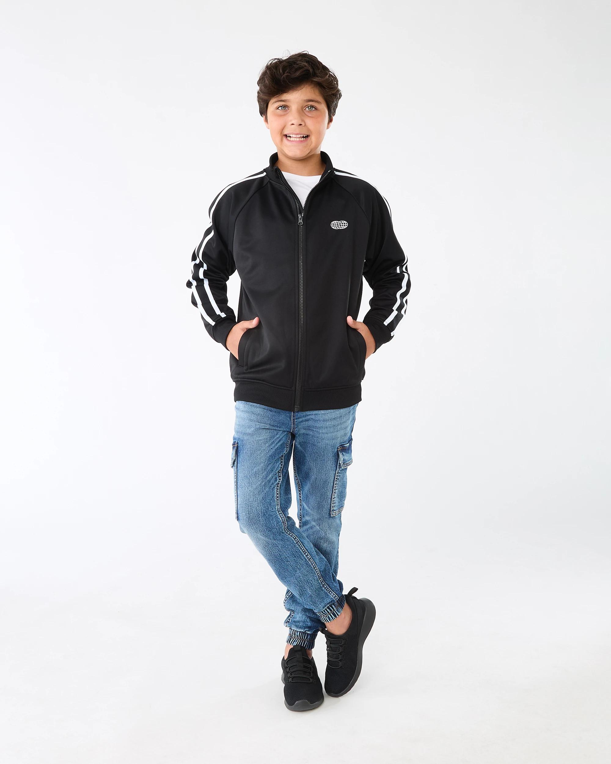 7 Tricot Zip Through Sweatshirt Blk Globe, 7 of 9