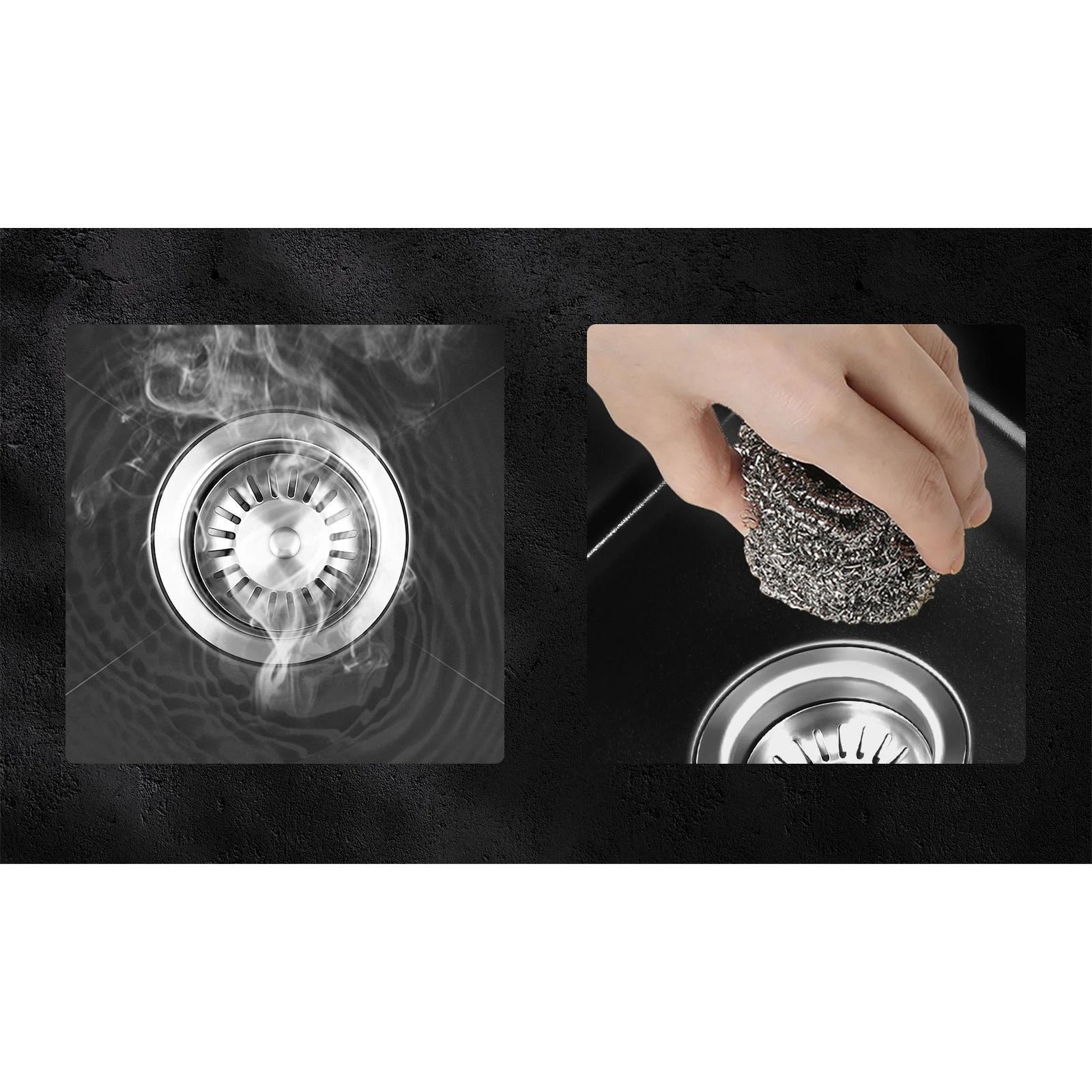 4 Welba Kitchen Sink 70x45cm Granite Stone Sink Laundry Basin Single Bowl - Black, 4 of 8