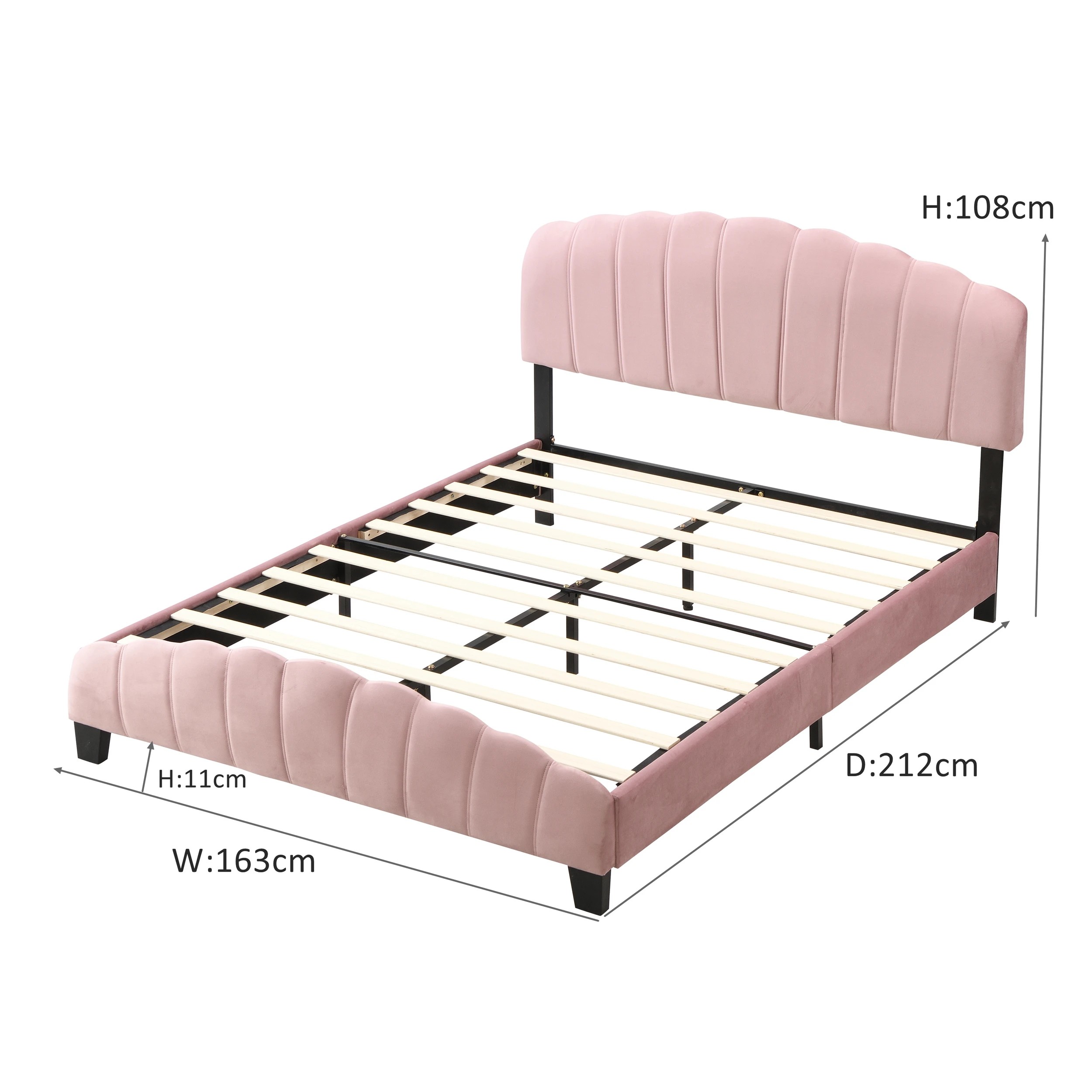 10 IHOMDEC BEF04 Shell Queen Bed Frame - Pink - Pink, 10 of 10