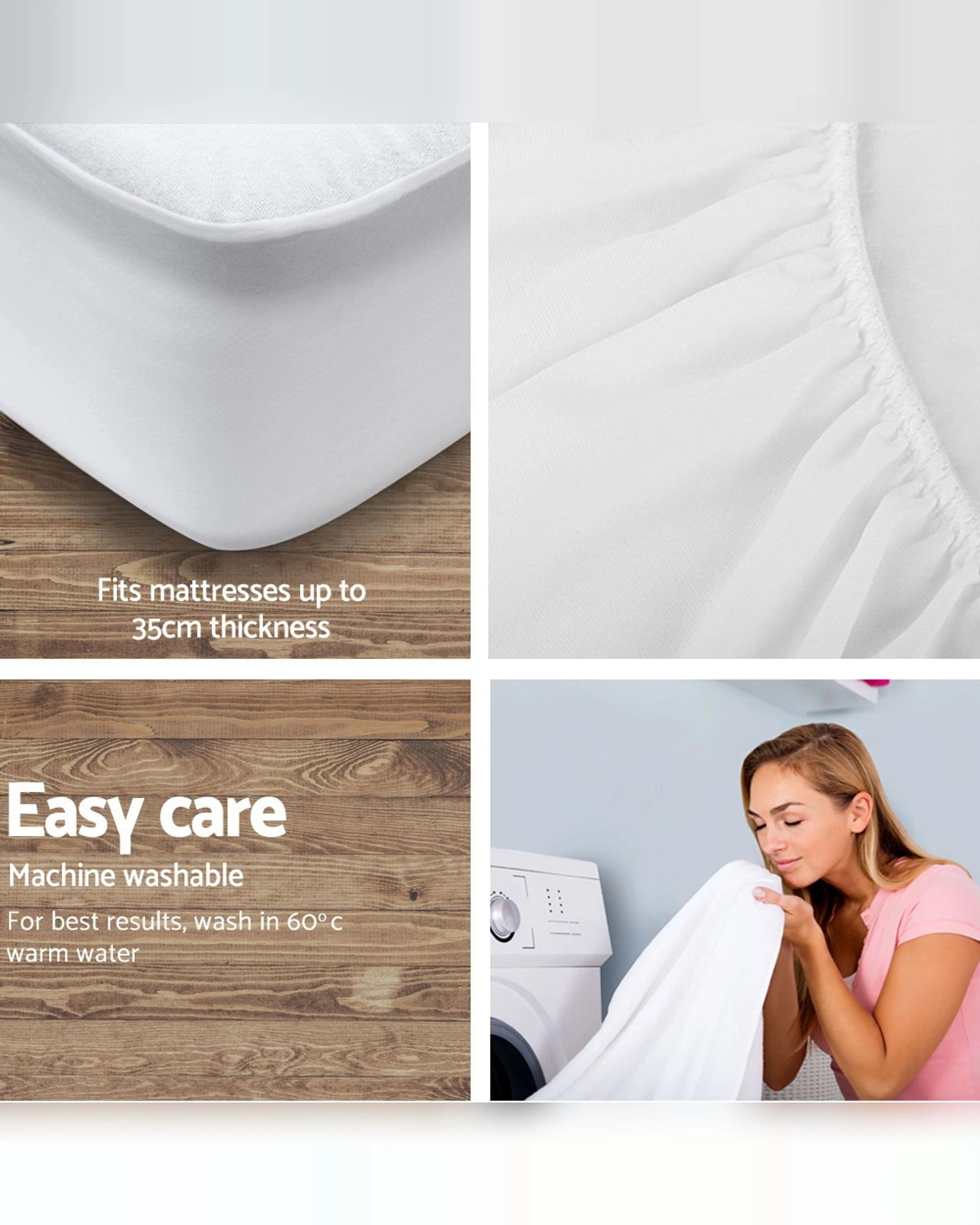 3 Giselle Bedding Mattress Protector King
 - White, 3 of 3