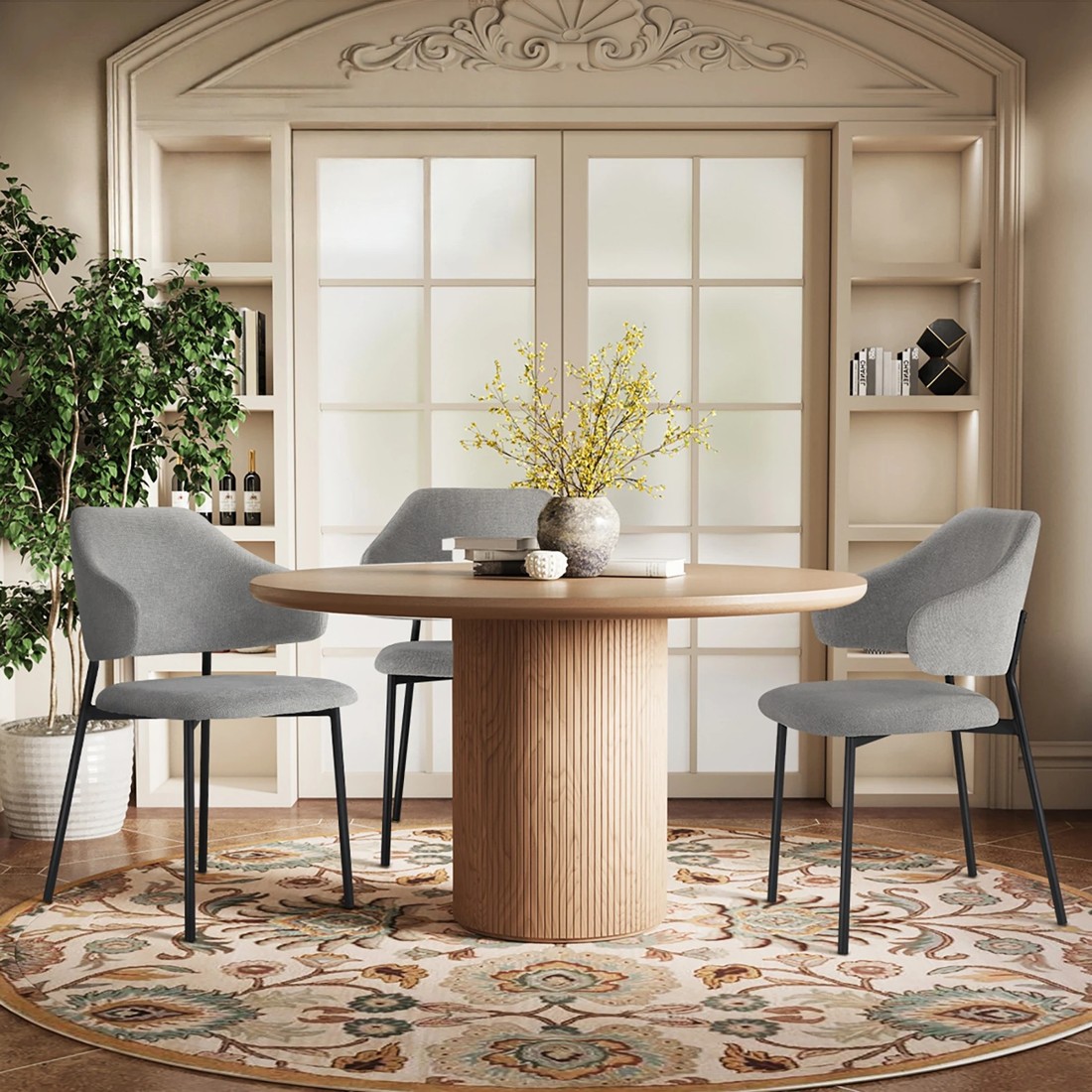 5 Oikiture 2x Dining Chair Accent Chairs Tub Armchairs Fabric
 - Grey, 5 of 10