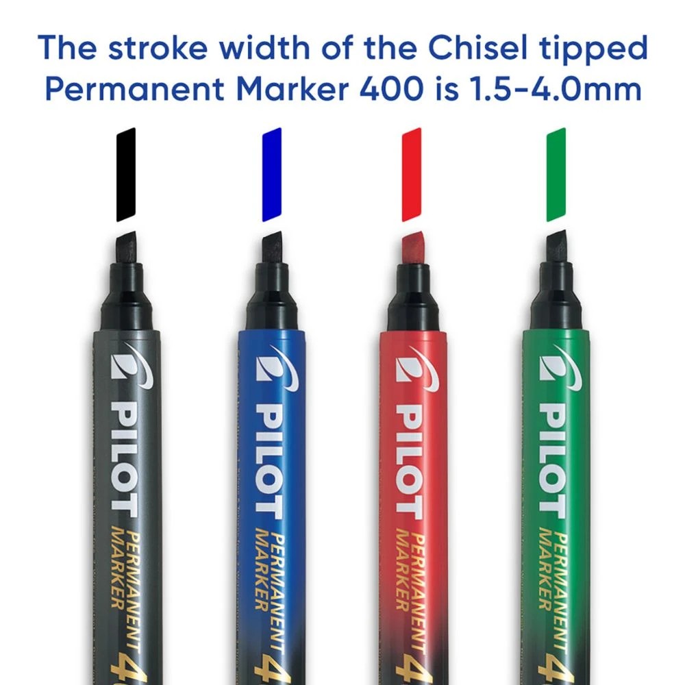 4 PILOT SCA400 Permanent Marker Chisel 1.5-4mm Black 2 Pack, 4 of 6