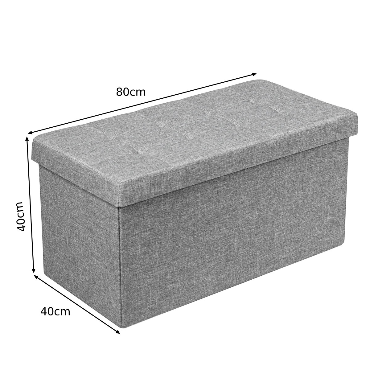 2 Costway Foldable Storage Ottoman Bench Fabric Footrest Stool Collapsible Storage Box - Grey, 2 of 3