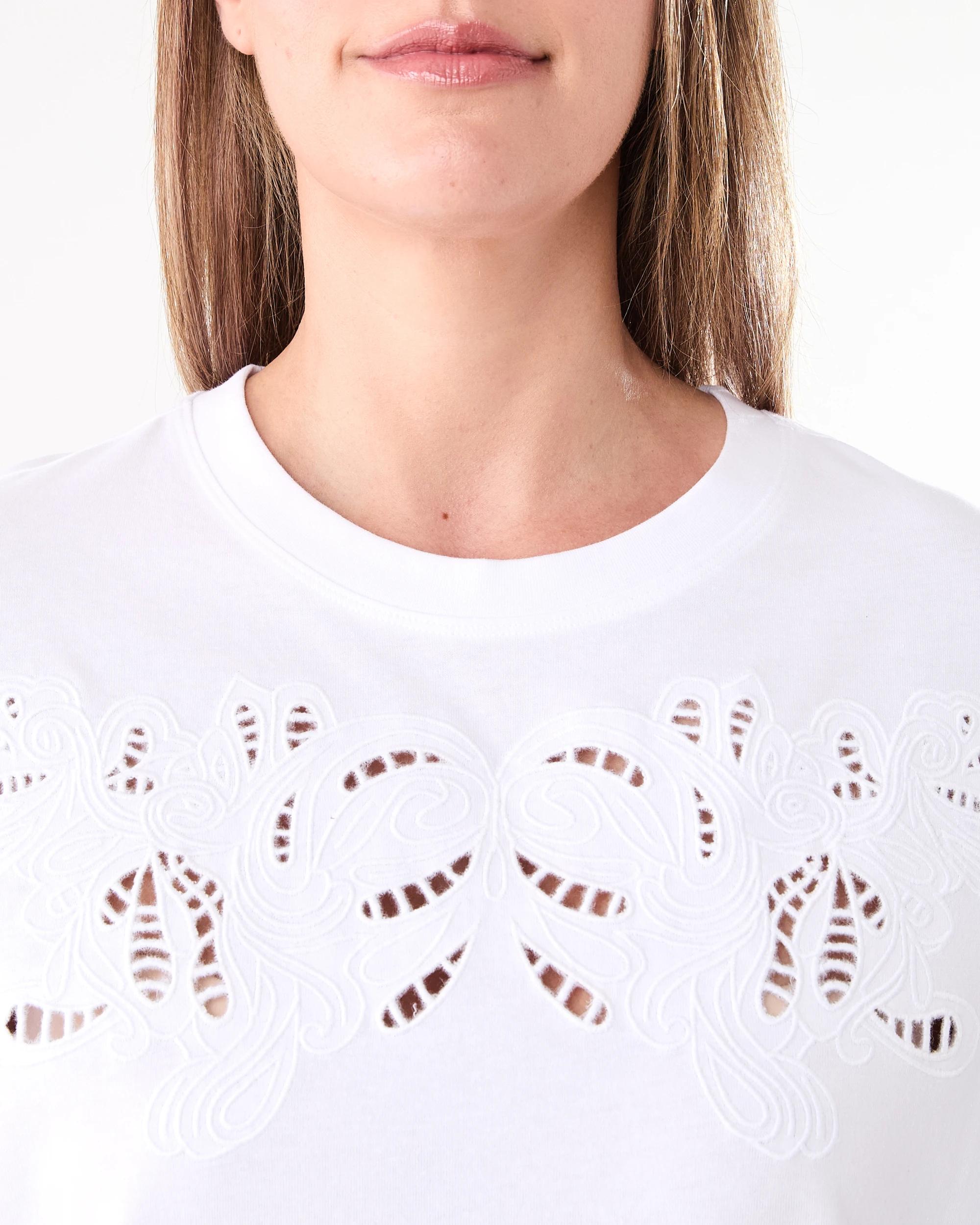 6 Short Sleeve Embroidery Detail T-shirt White, 6 of 6