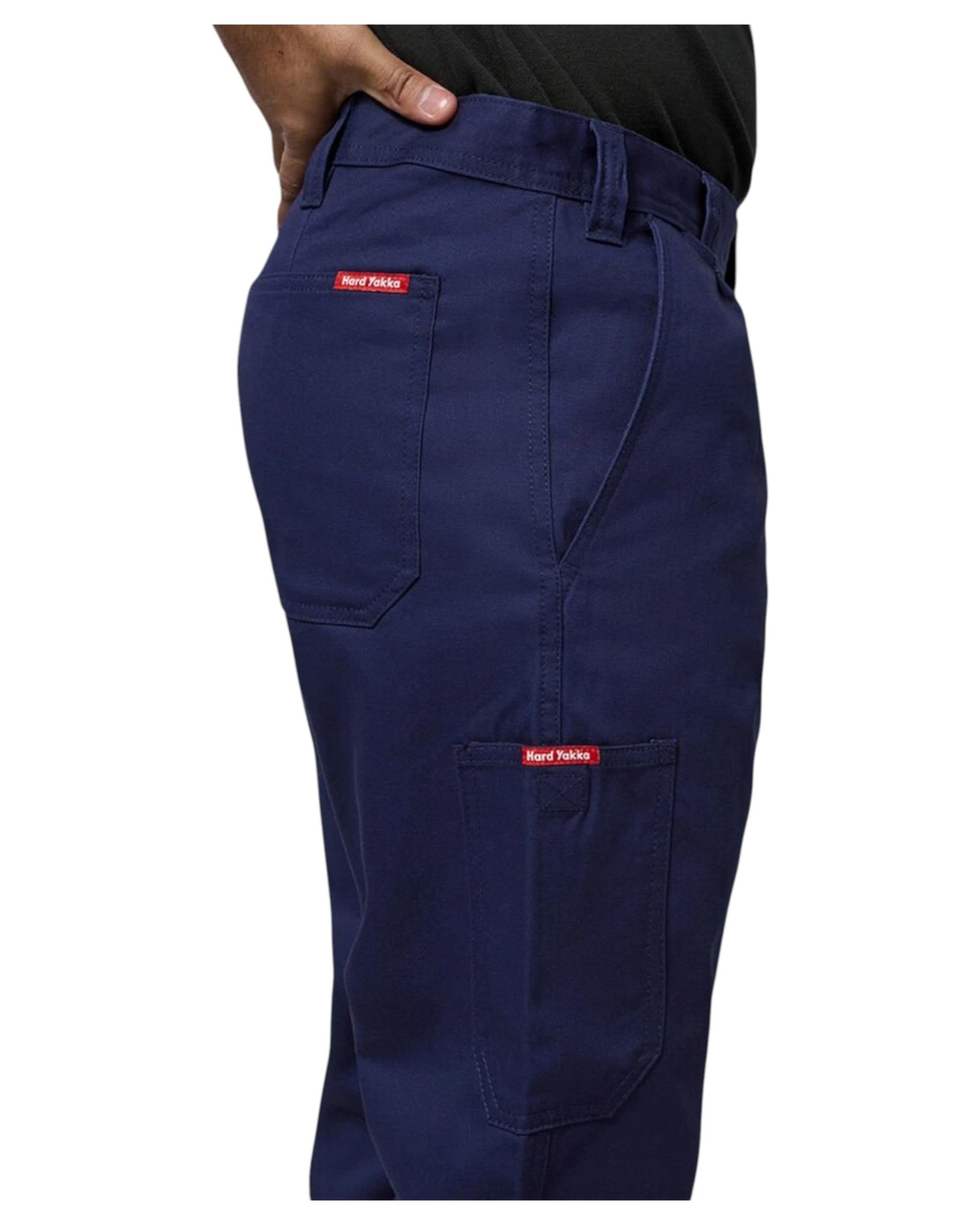 3 Hard Yakka Mens Basic Drill Work Cotton Navy Pants NAVY, 3 of 8