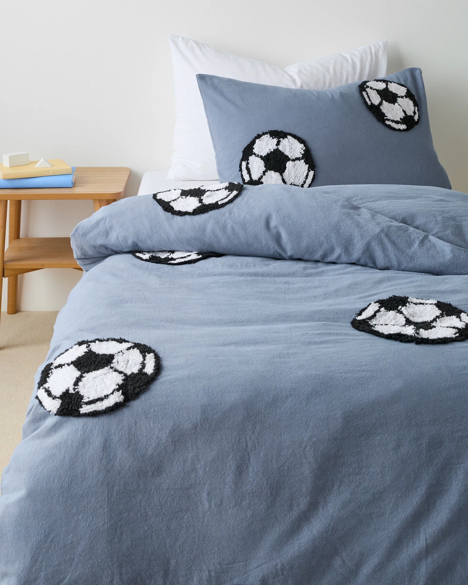 1 Target Sammy Soccer Ball Cotton Quilt Cover Set - Single Bed - Blue, 1 of 3