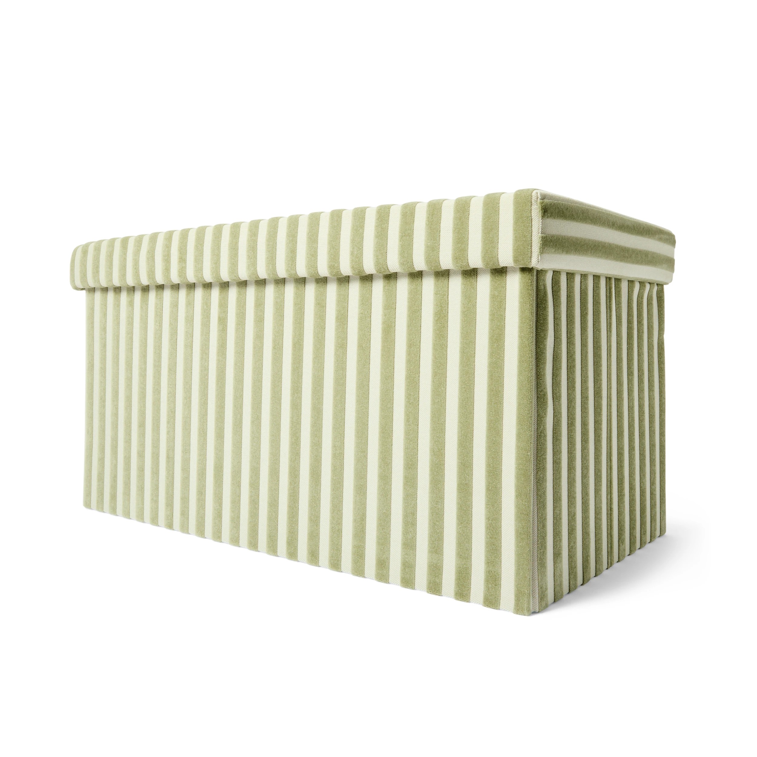 2 Rectangle Storage Ottoman - Green Stripe, 2 of 10