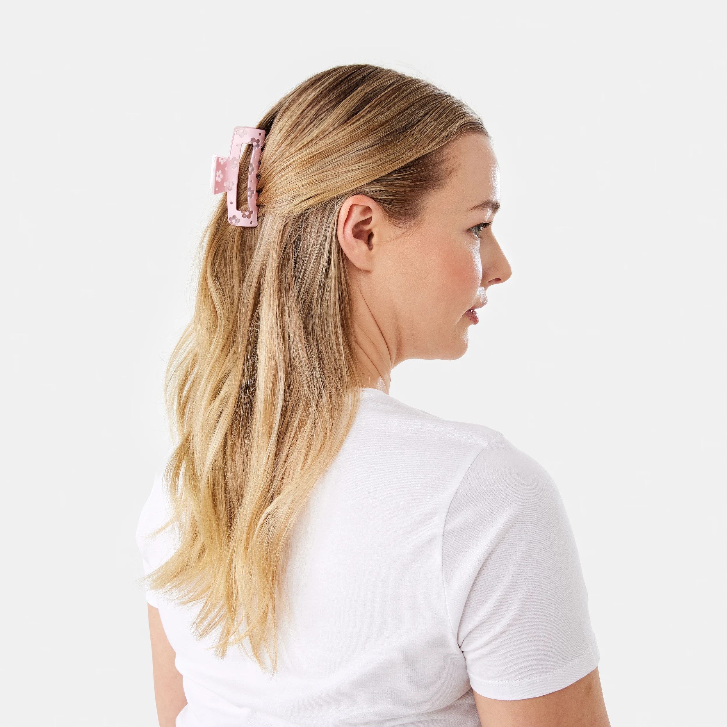 3 2 Pack Rectangle Flower Claw Hair Clips, 3 of 4