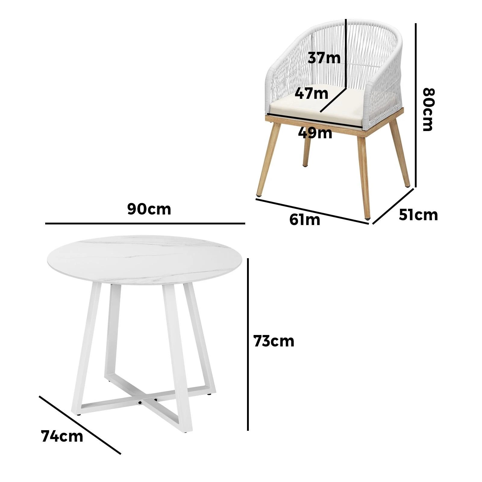 9 Livsip 3pcs Outdoor Dining Setting Table And Chairs Patio Furniture Bistro Set
 - Multi, 9 of 9