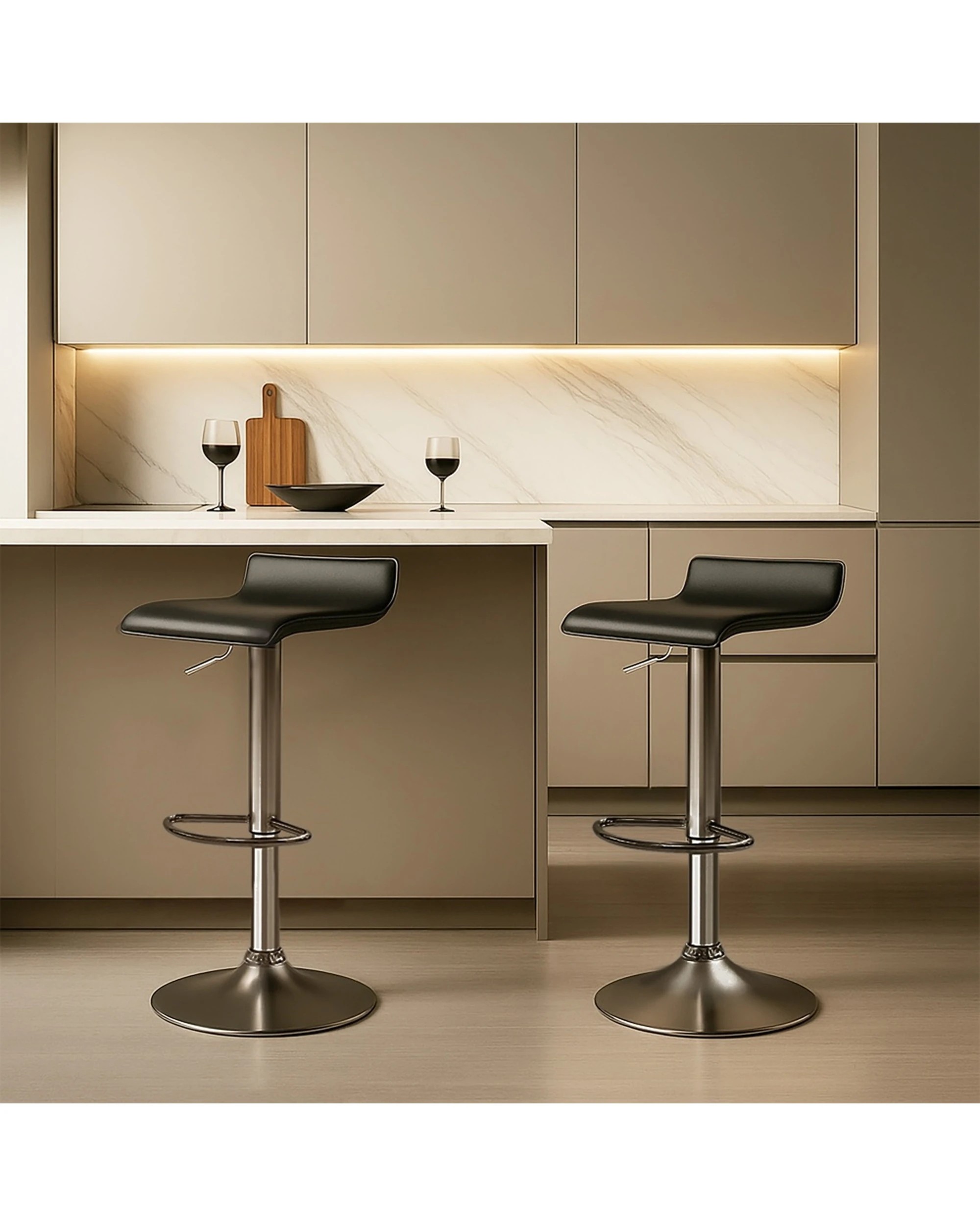 9 Urban Style 2pc Craig Bar Stool Set Gas Lift Chair Furniture Chrome - Black, 9 of 9