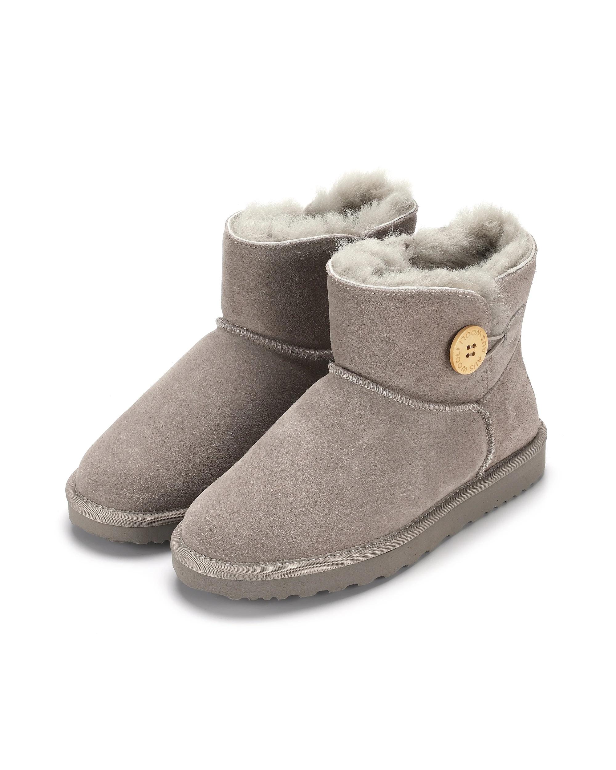 3 AUS WOOLI UGG Chic Short Sheepskin Button Boots LIGHTGREY, 3 of 7