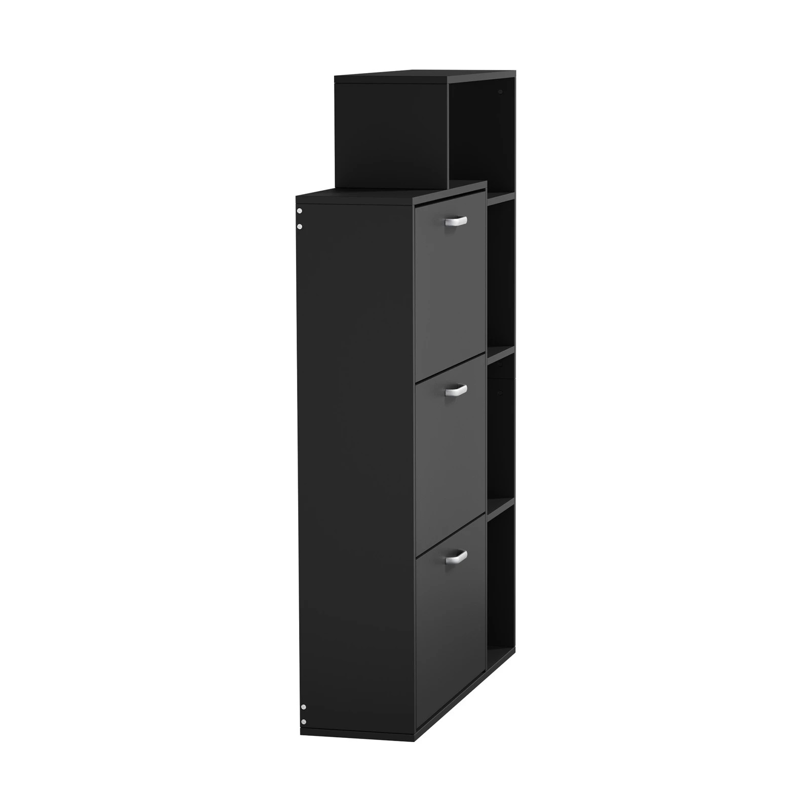 6 Oikiture Shoe Cabinet Storage 3 Doors Shoes Rack Display Wooden Shelves - Black, 6 of 8