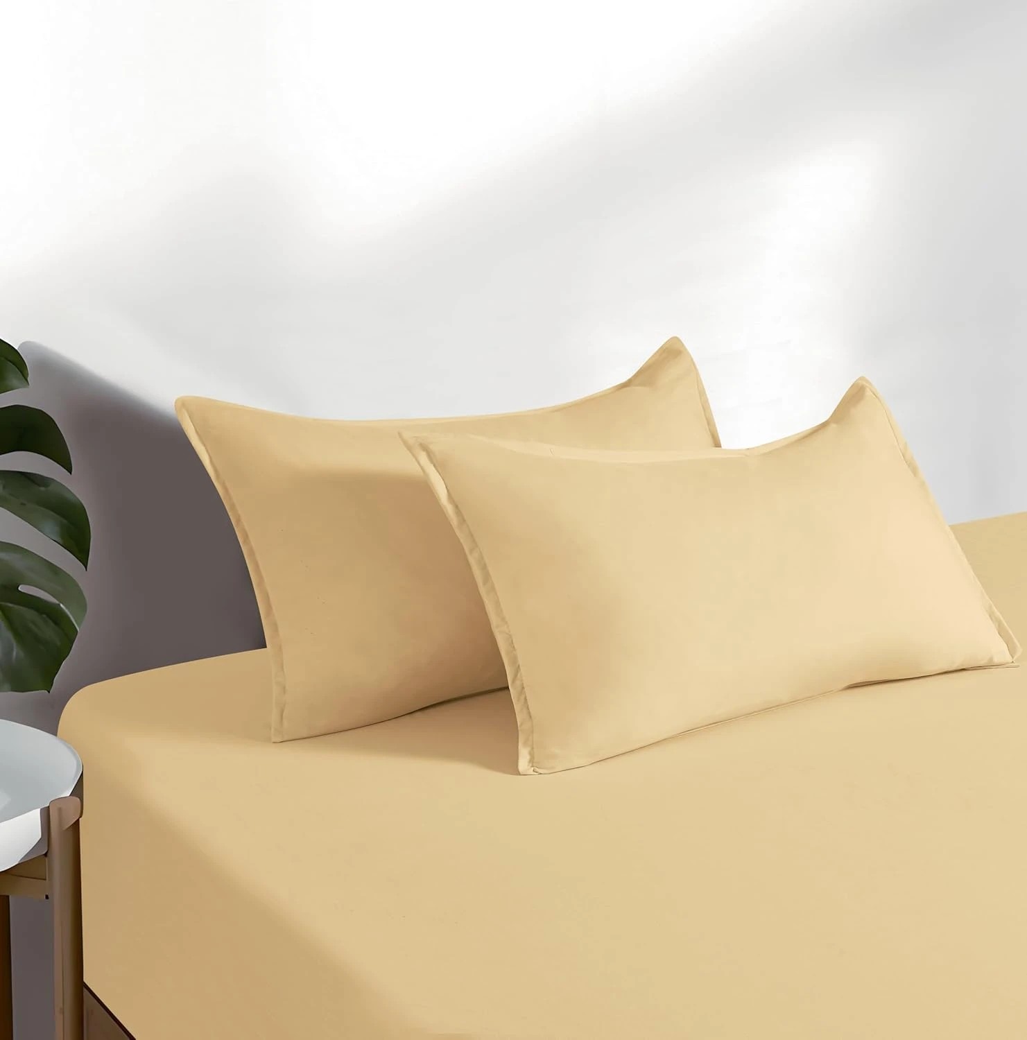 4 CleverPolly 100% Vintage Washed Microfibre Fitted Sheet Set - Butter - Queen Bed, 4 of 4