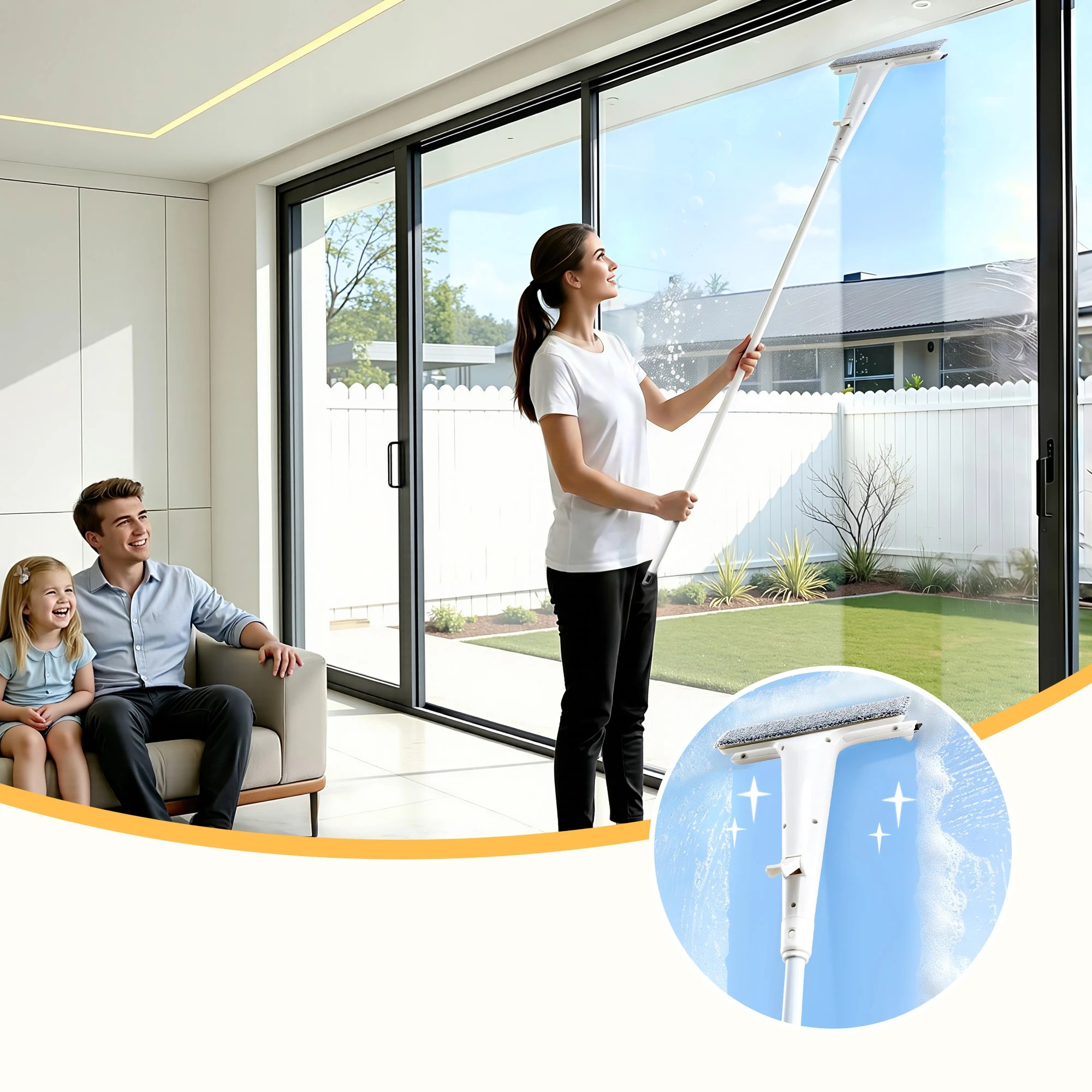 Giantz Window Cleaner Mirror Car, Spray Scrub Squeegee 136cm Extendable ...