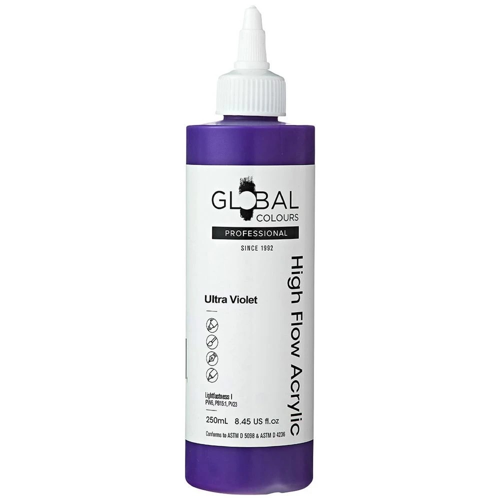 1 Global Colours High Flow Acrylic Paint 250mL Ultra Violet, 1 of 2