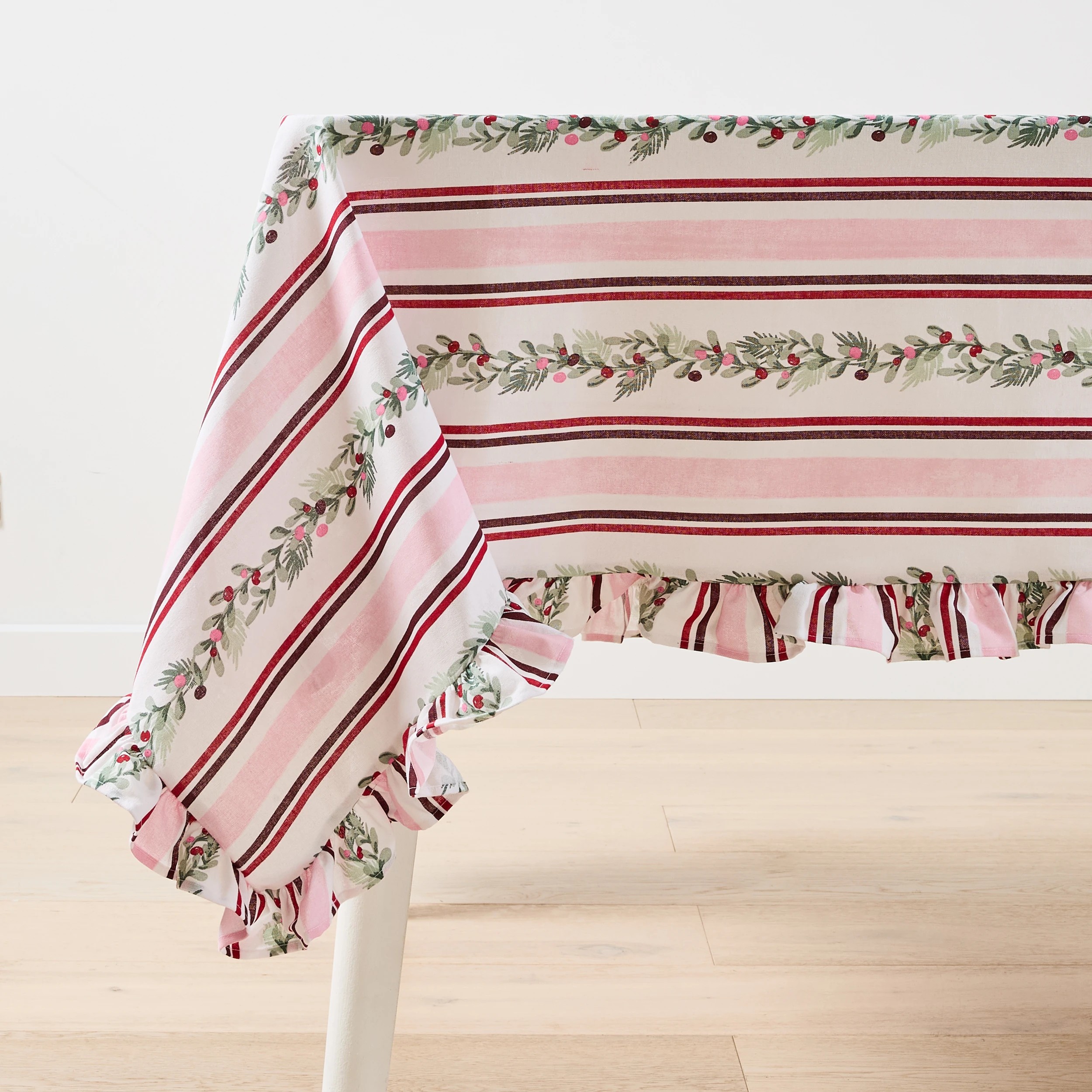 4 Extra Large Holly Stripe Tablecloth, 4 of 7