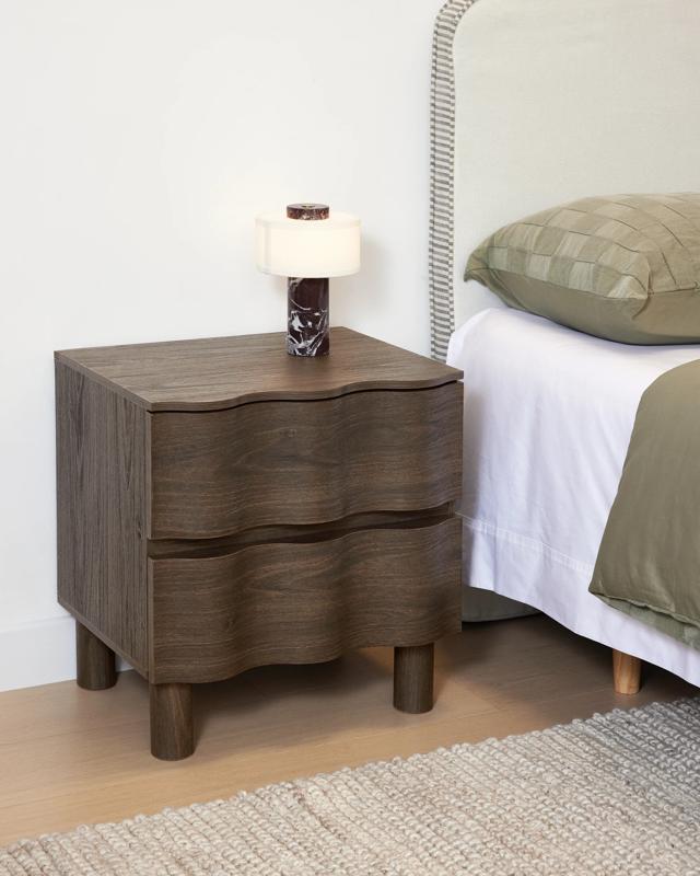 Ripple 2 Drawer Bedside Table - Wa