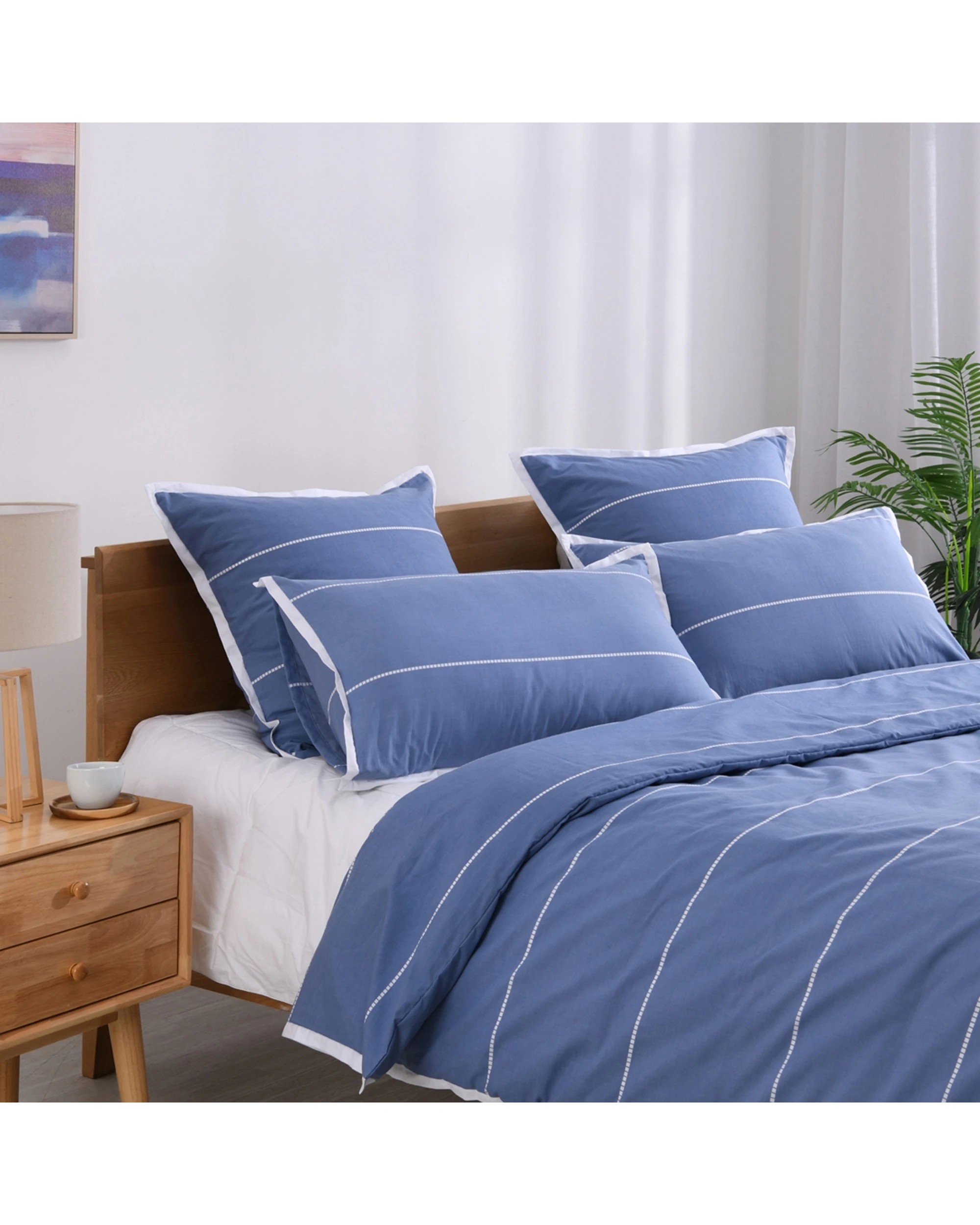 2 Jason Commercial Calista Quilt Cover Set 240x210cm - Blue, 2 of 3