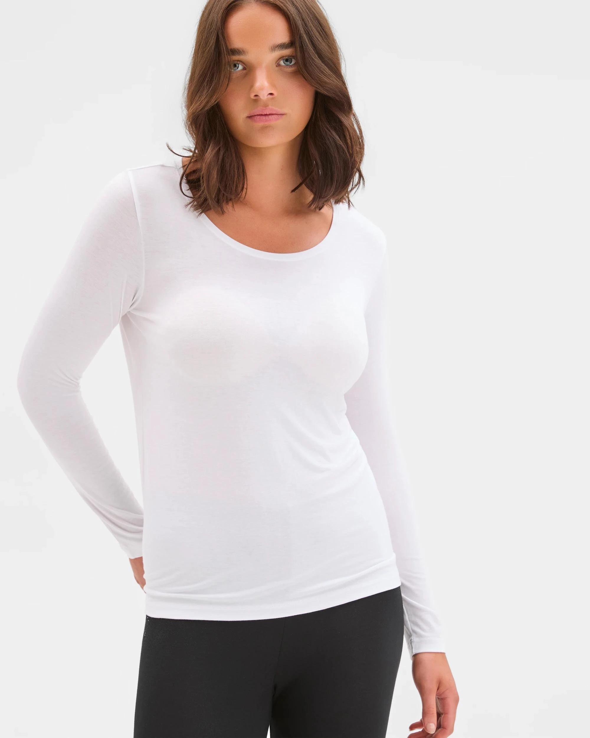2 Target Woman Bamboo Base Layer Long Sleeve Thermal Top WHITE, 2 of 5