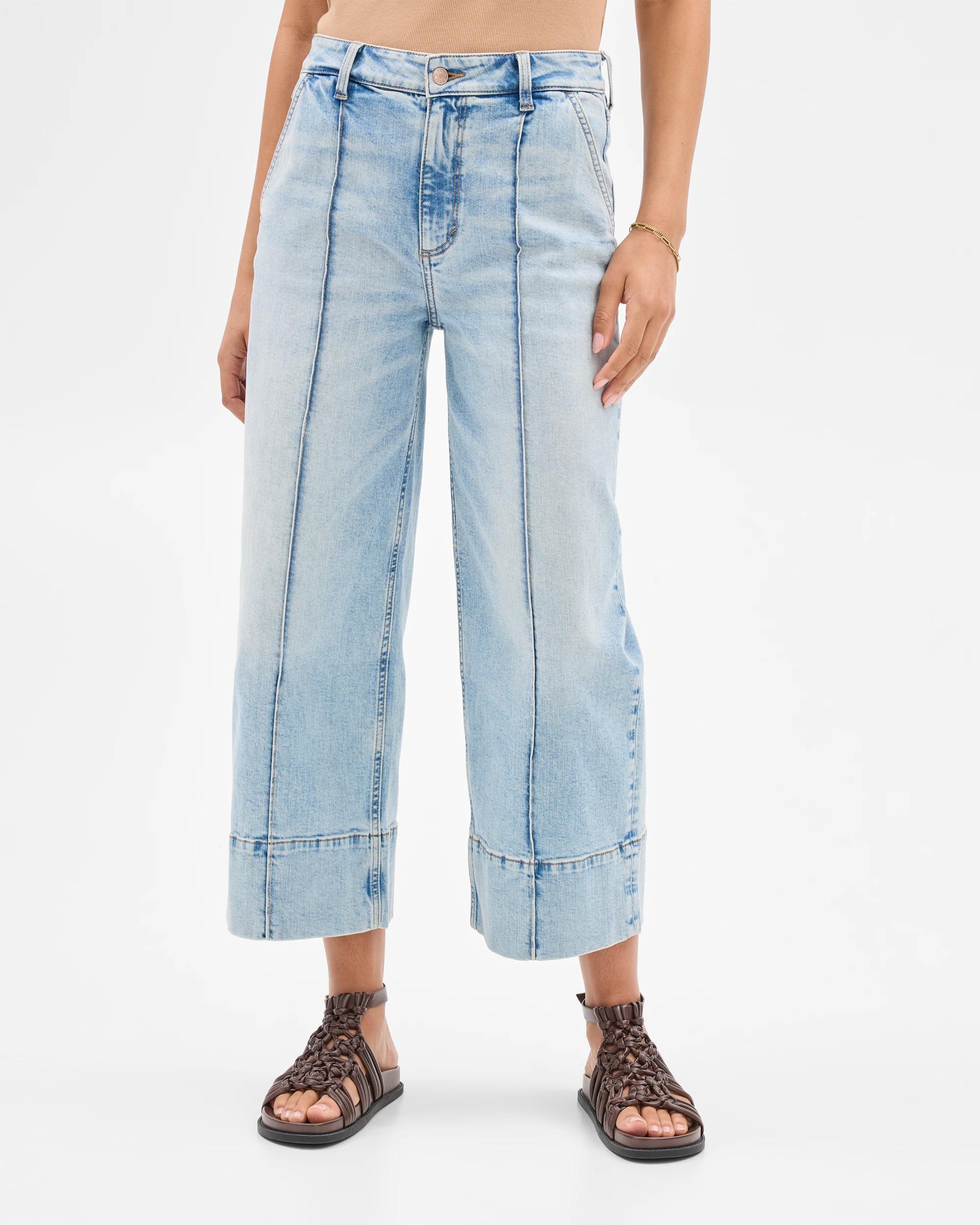 2 Target High Rise Crop Length Wide Leg Denim Jeans - Kelsey LIGHT WASH TINTED, 2 of 7