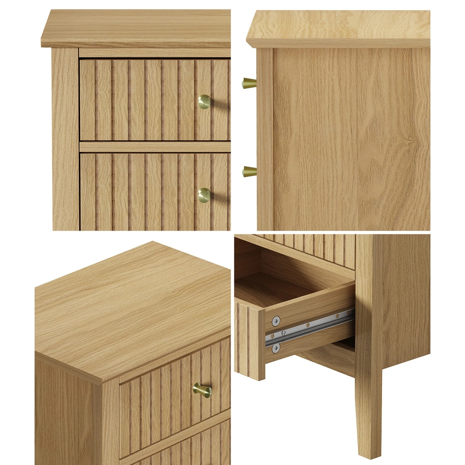 5 Oikiture Bedside Tables Set of 2 Side End Storage Furniture Nightstand - Natural, 5 of 9