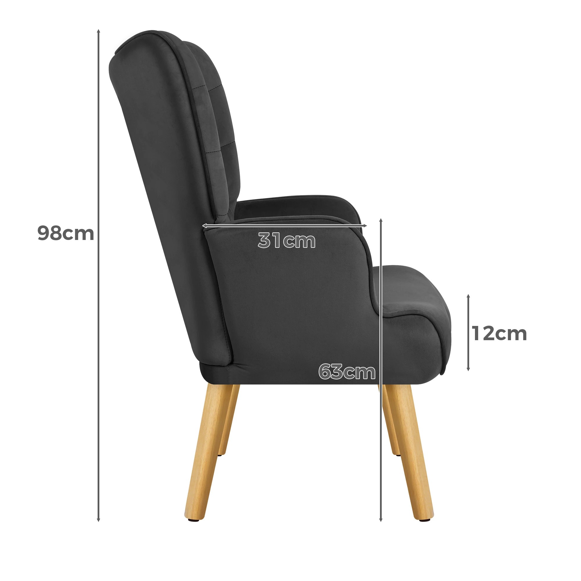 7 Alfordson Armchair Lounge Chair Featherston Replica Accent Chair Couch - Dark Grey, 7 of 10