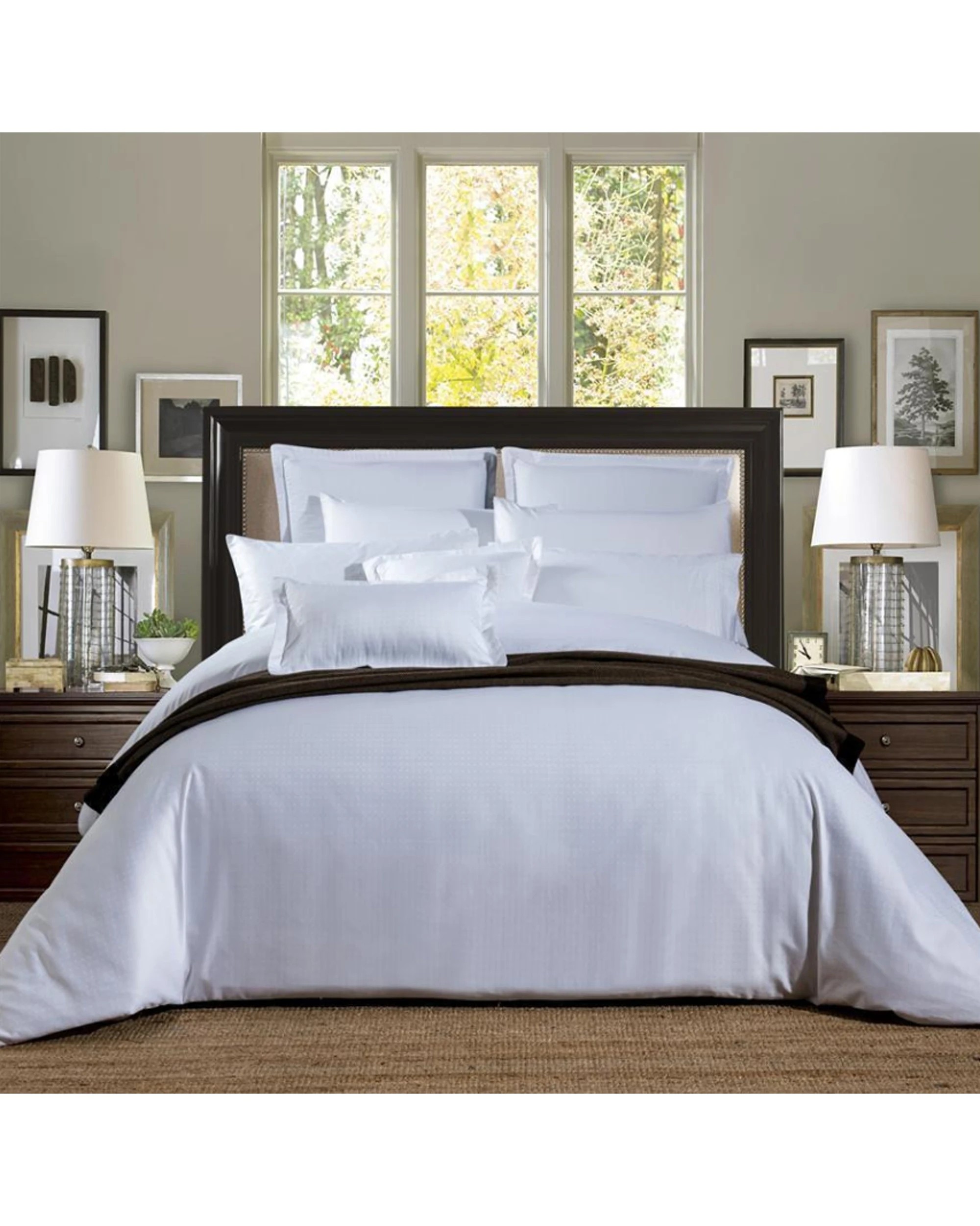 1 Cotton More 100% Cotton 650TC Jacquard Quilt Cover Bed Linen Set Single - White, 1 of 4