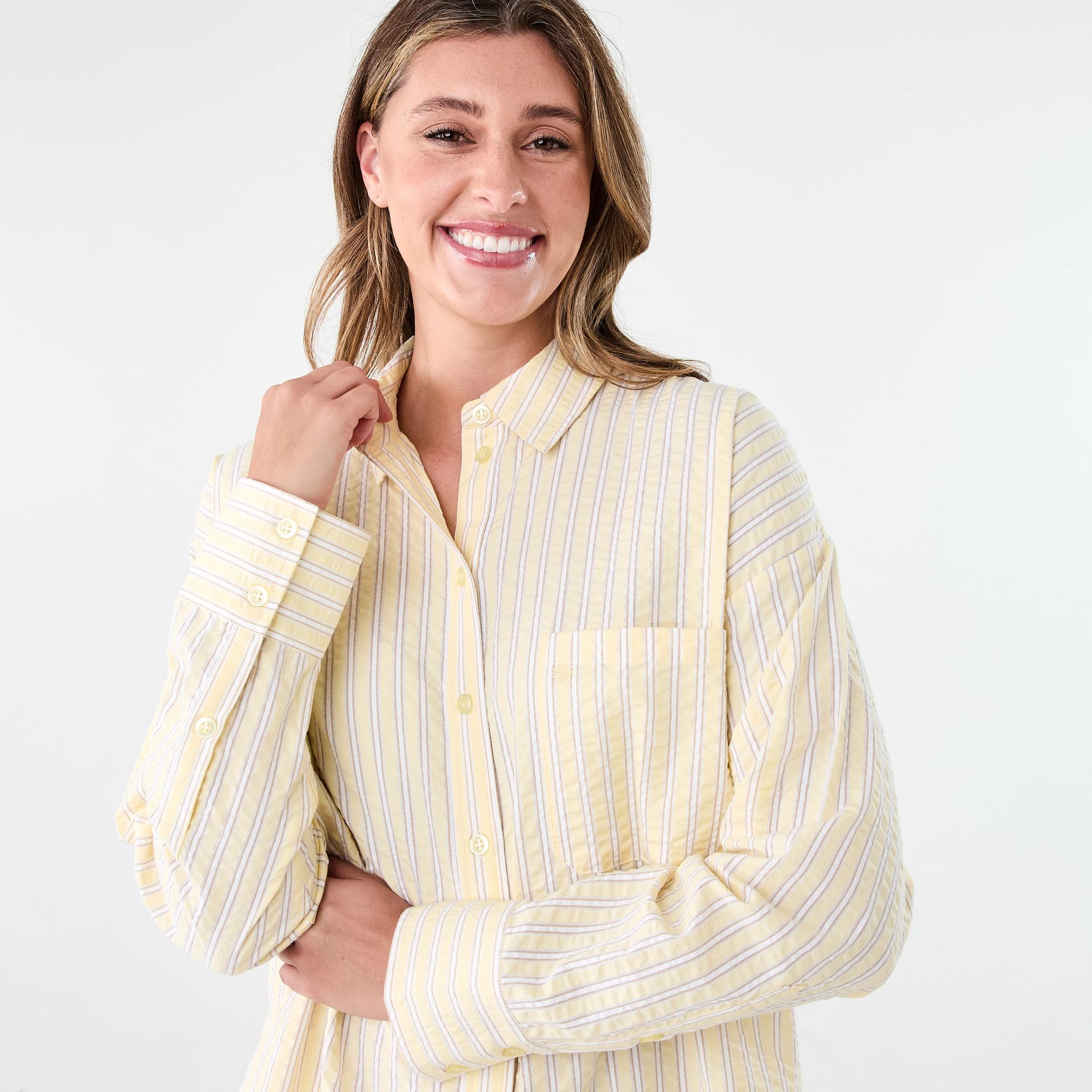 5 Long Sleeve Oversized Seersucker Shirt S Strp Yf, 5 of 9